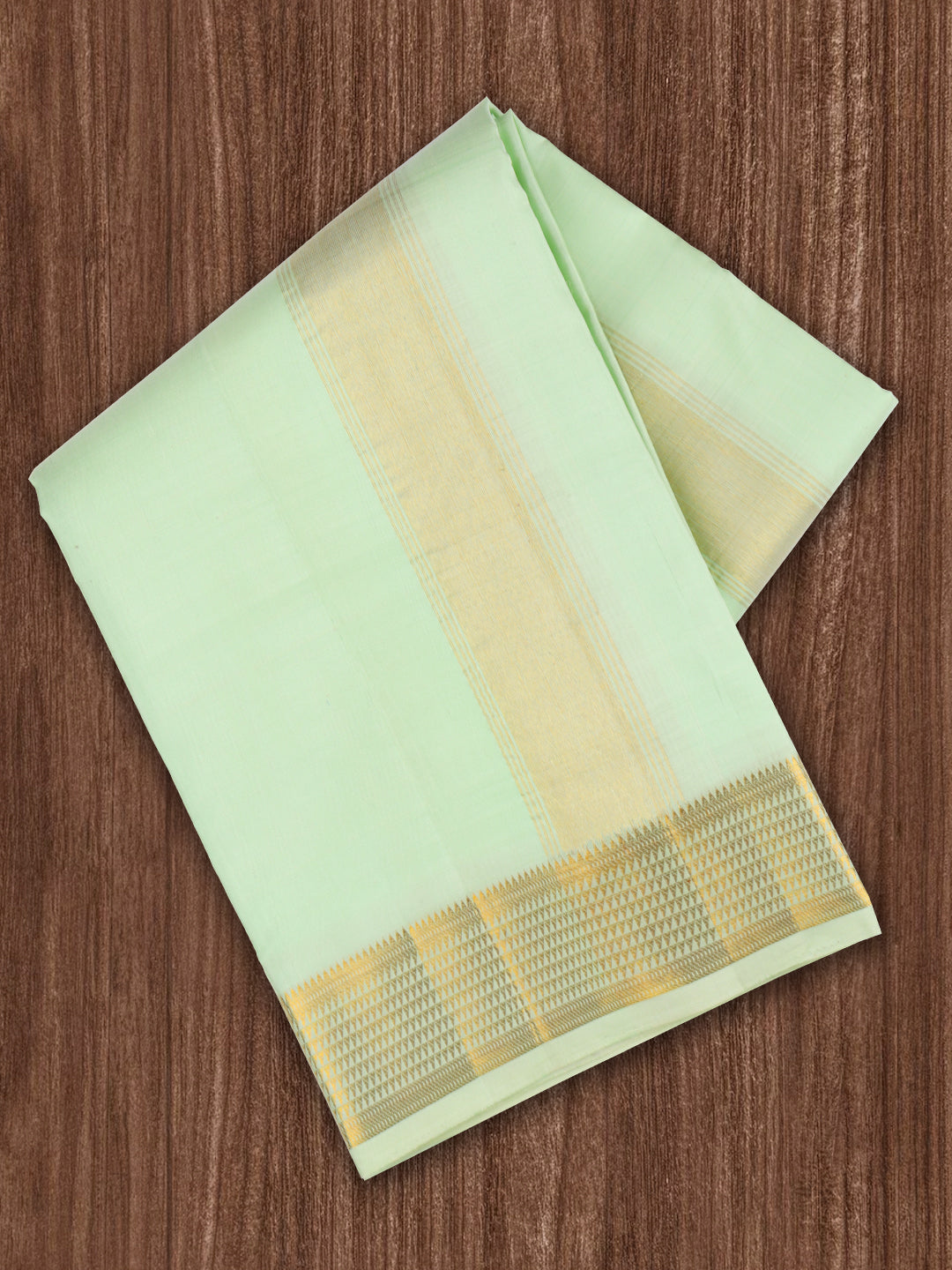 Men Pure Silk 3" Jari Gold Border Amirtham