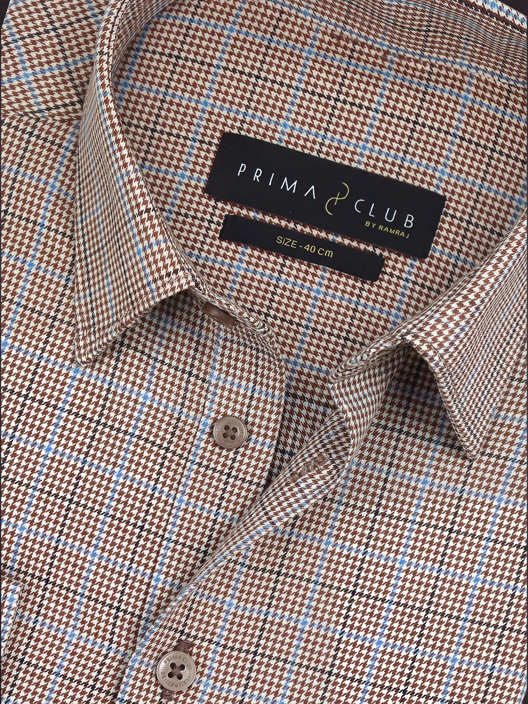 Prima Club Premium Cotton Dobby Khaki Red Checked Regular Fit Shirt SRAQ1