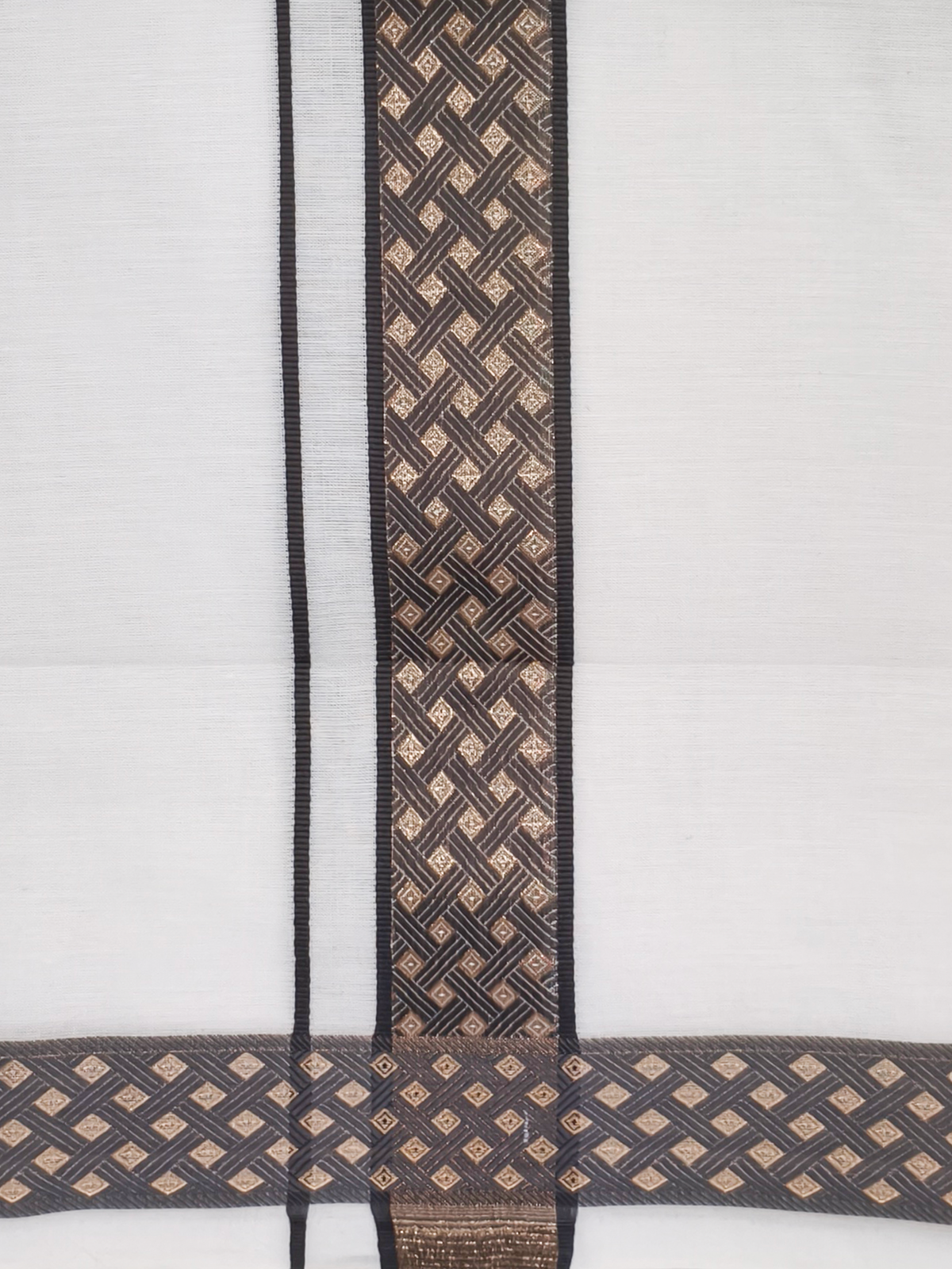 100% Cotton Shuttle Grey Shirt and Colour Jari Border Dhoti Set BT6