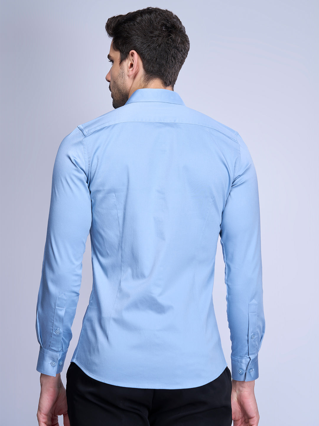 Men Slim Fit Sky Blue  Full Sleeves Shirt