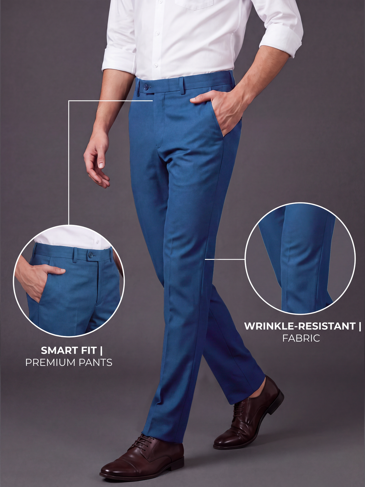 Prima Club Wool blended Stretchable Waistband Blue Pants
