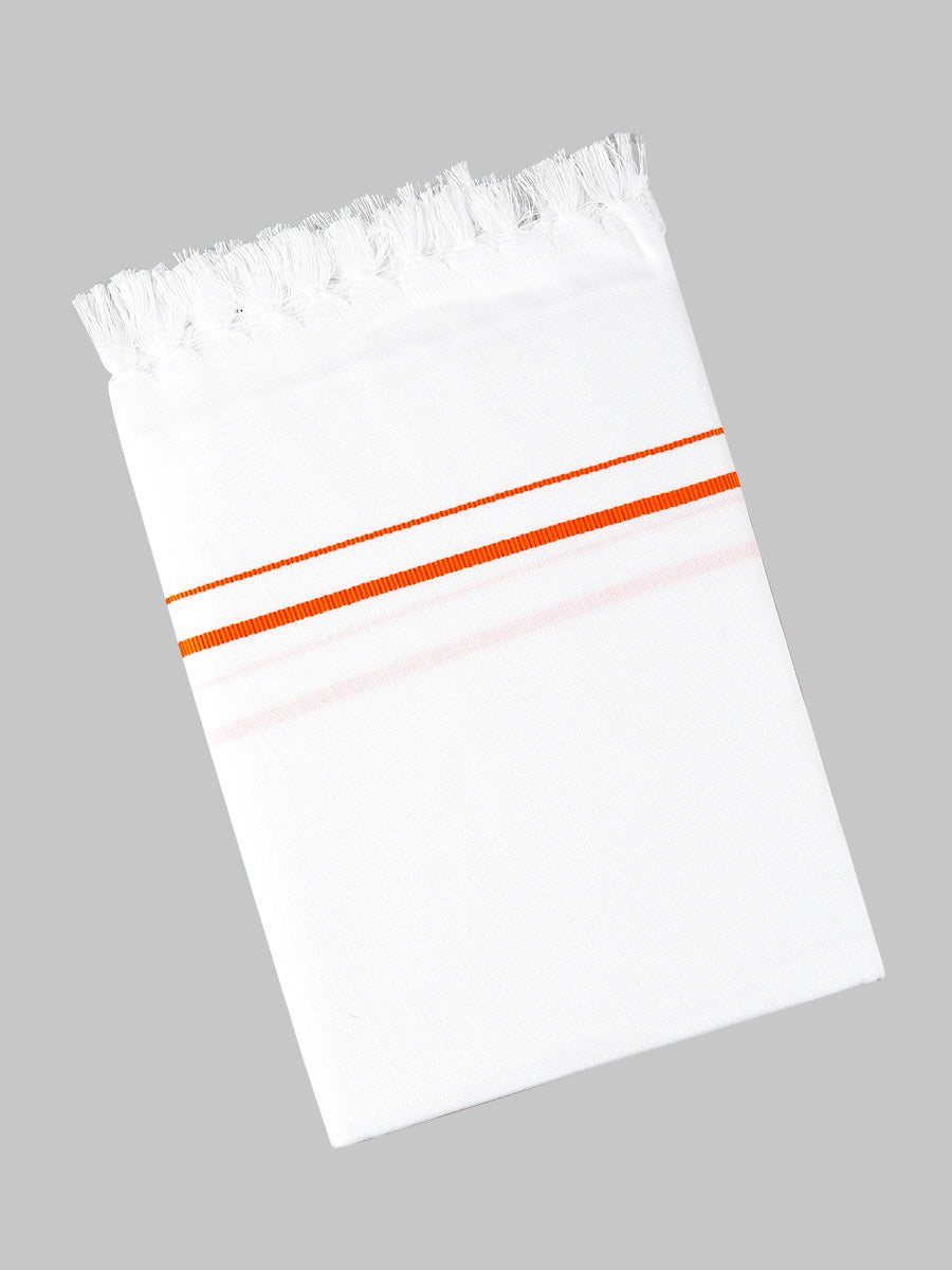 Flint Cotton White Bath Towel SB-Orange