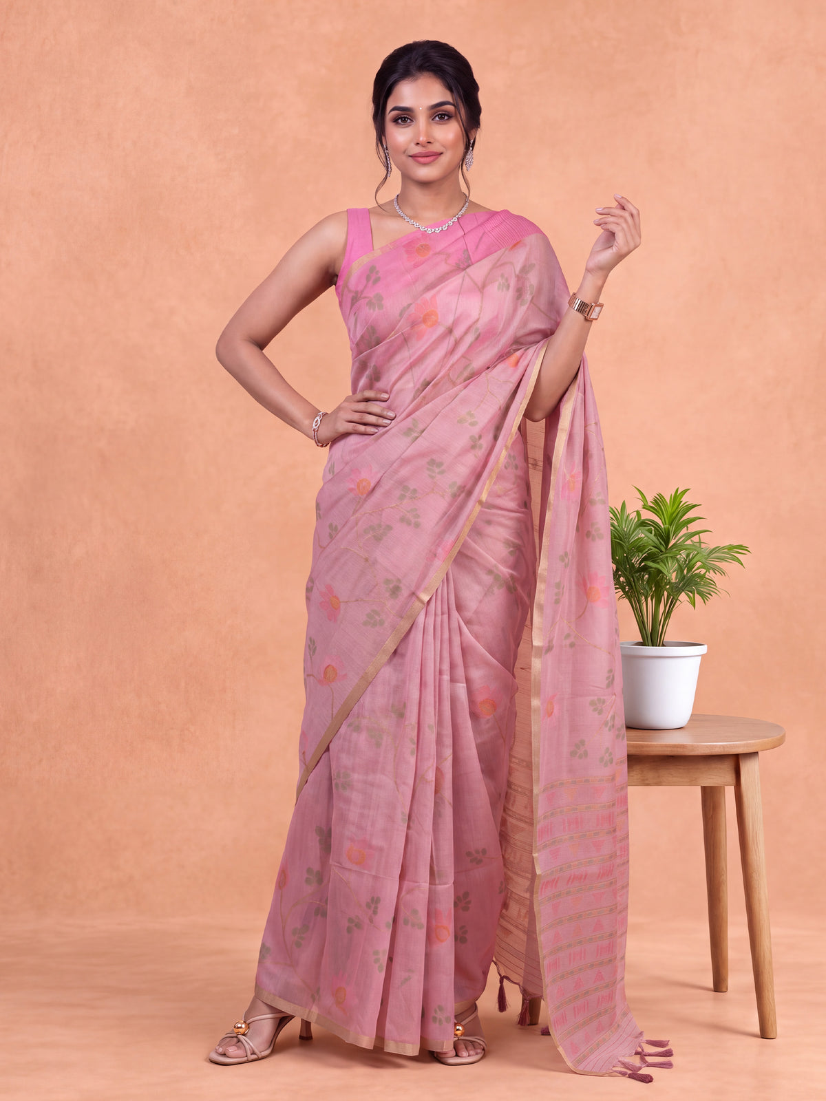 Women Spun Poly Lavender Saree SP22
