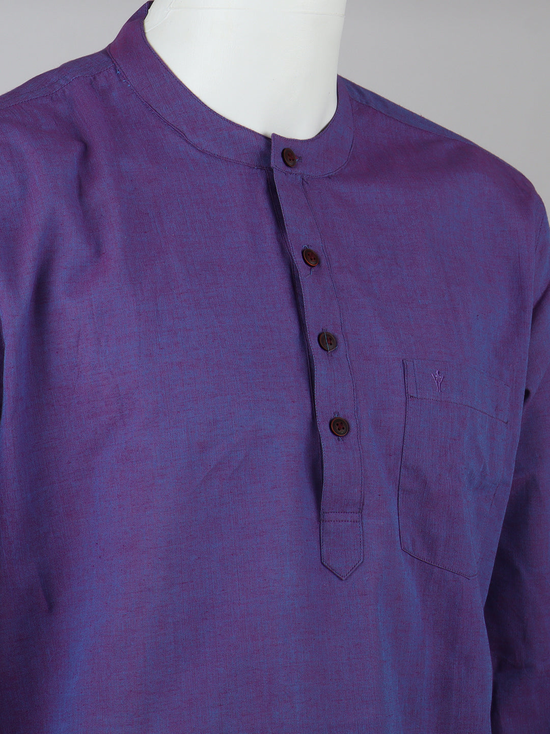Men Bluish Purple Short Length Kurta with Matching Border Dhoti Set PC17