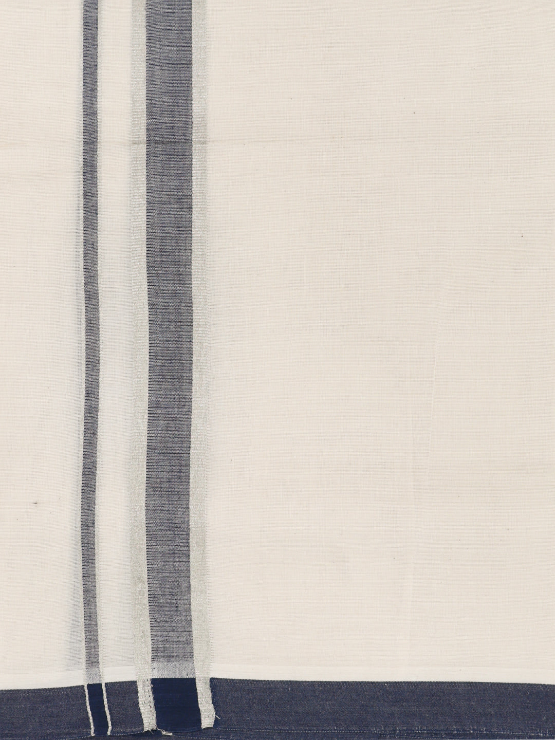 Double Layer 100% Cotton Cream Kora Dhoti with Colour Border - KJ02