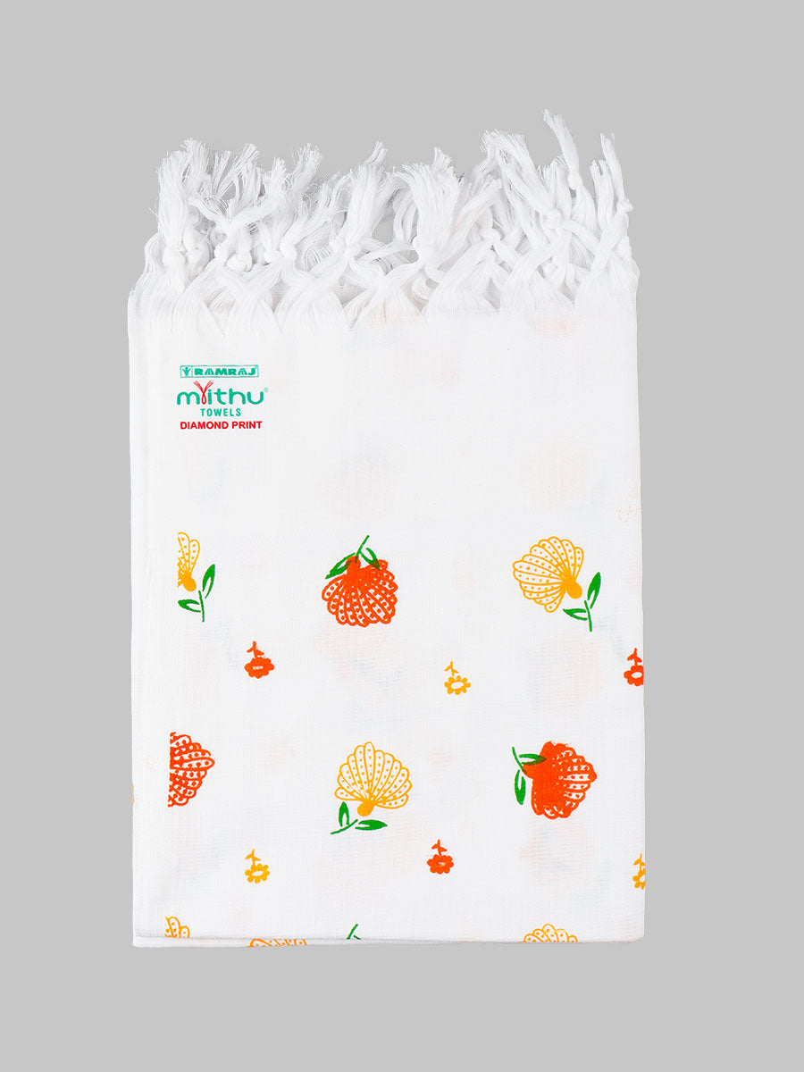 Cotton white Diamont Print Bath Towel-Design three