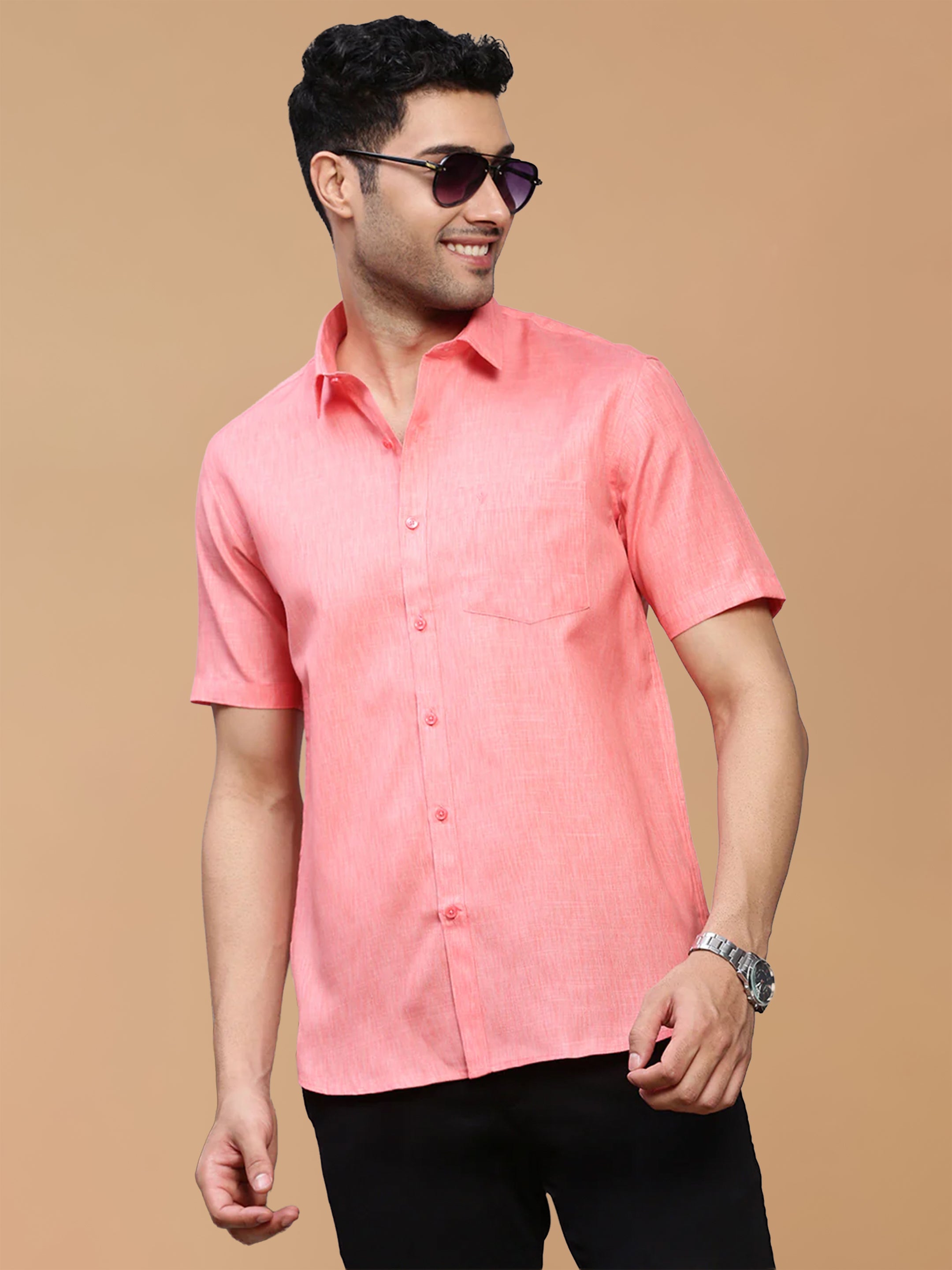 Cotton Rich Pinky Red Regular Fit Shirt T12 CK5