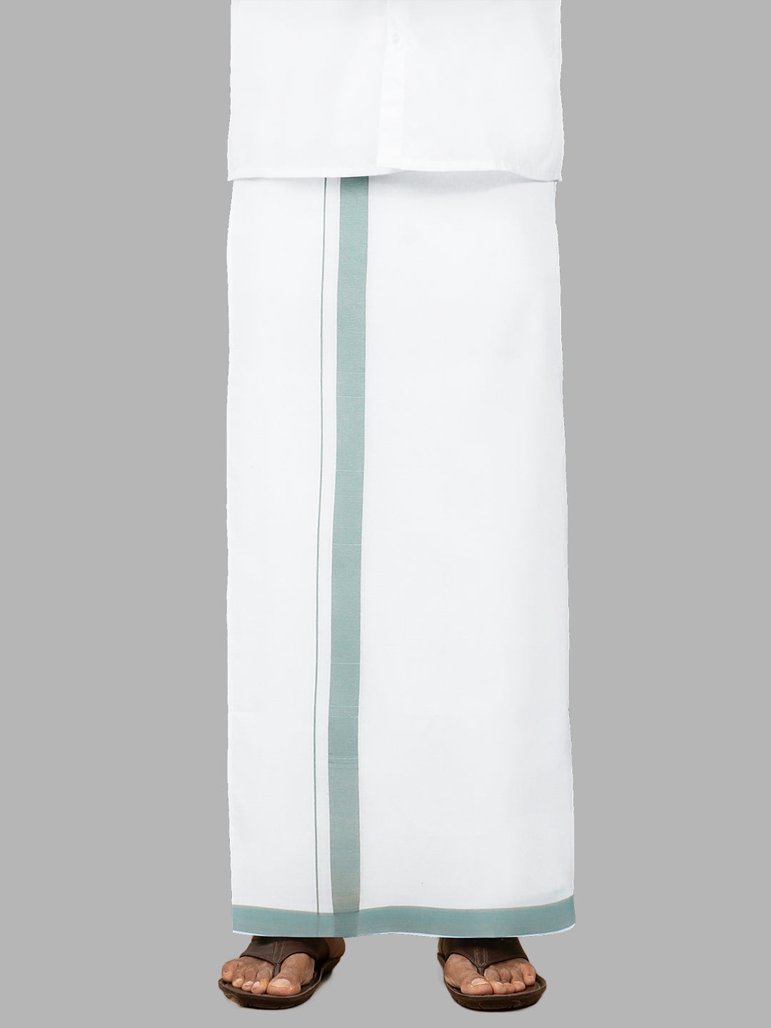 Men LightBlue Border Single Layer Adjustable Pocket Dhoti GACS5