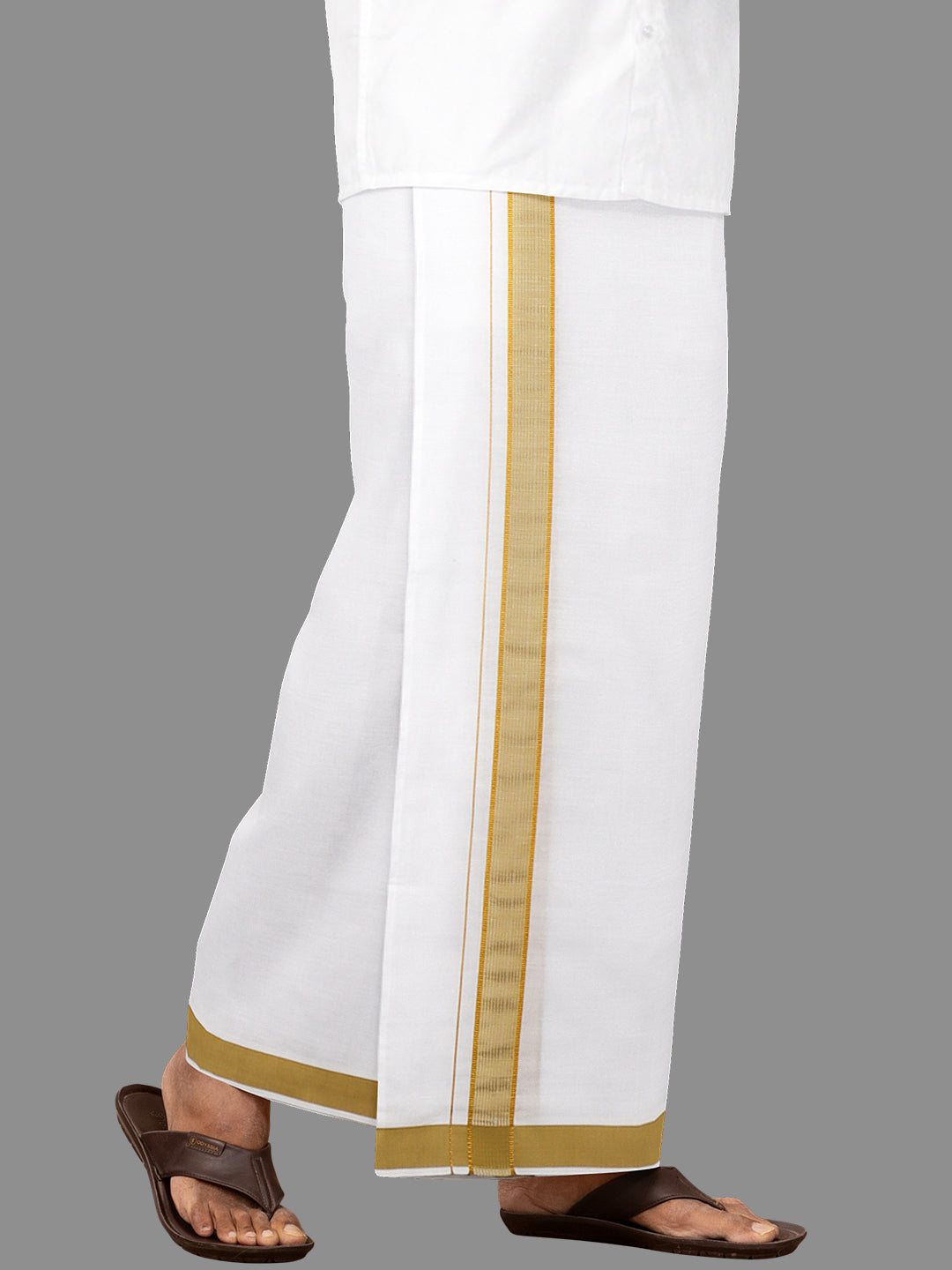 Men Gold Fancy Border Single Dhoti HGF19