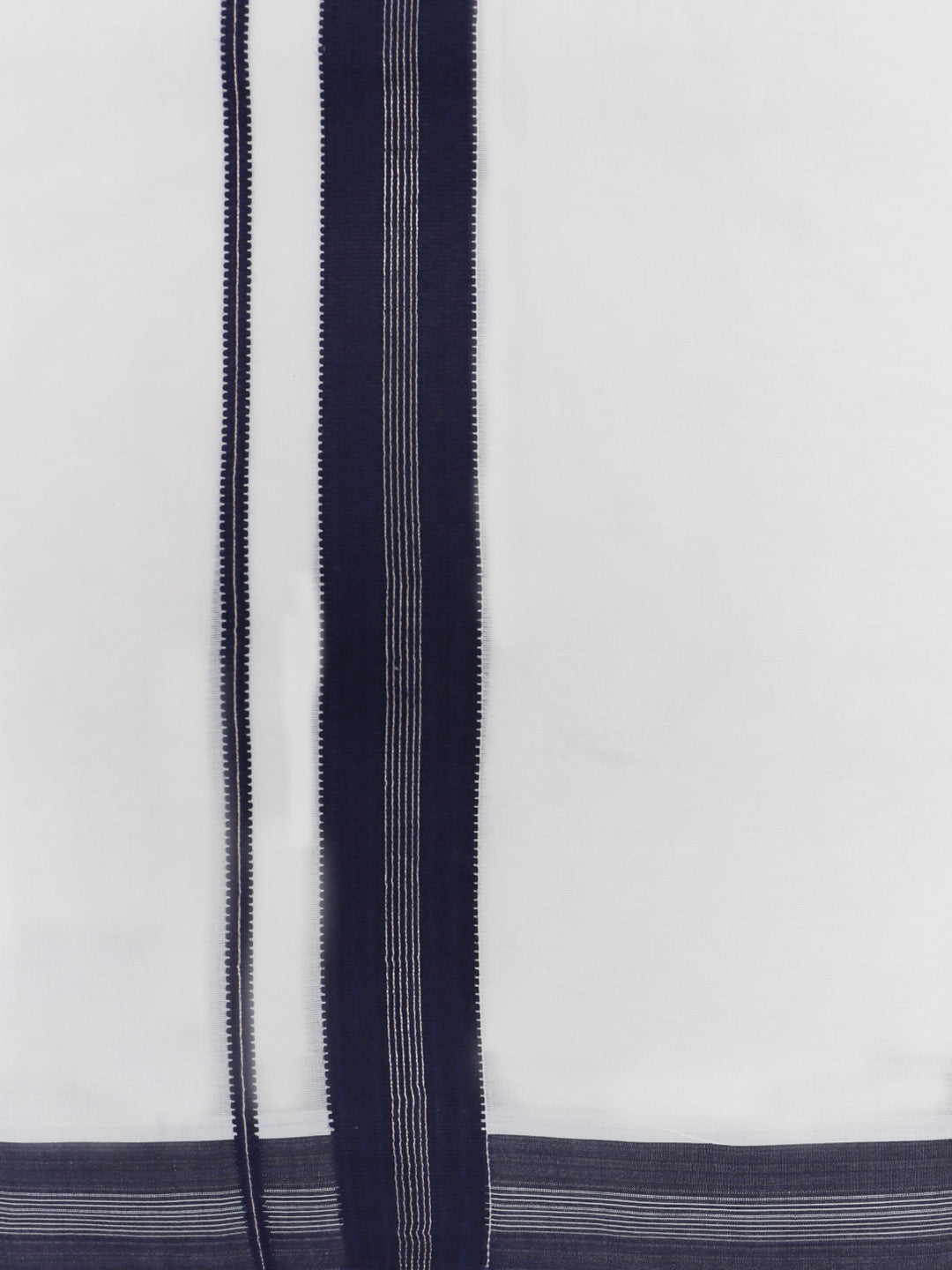 Double Layer 100% Cotton White Dhoti with Fancy Jari Border - EJF24