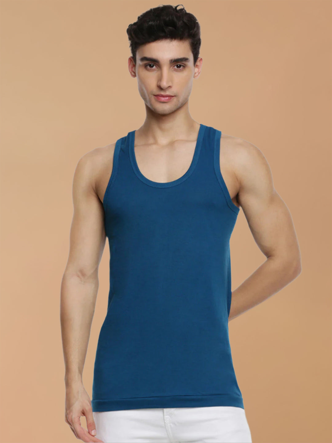 100% Combed Cotton Assorted Colour Vest RN Sukra (Pack of 2)