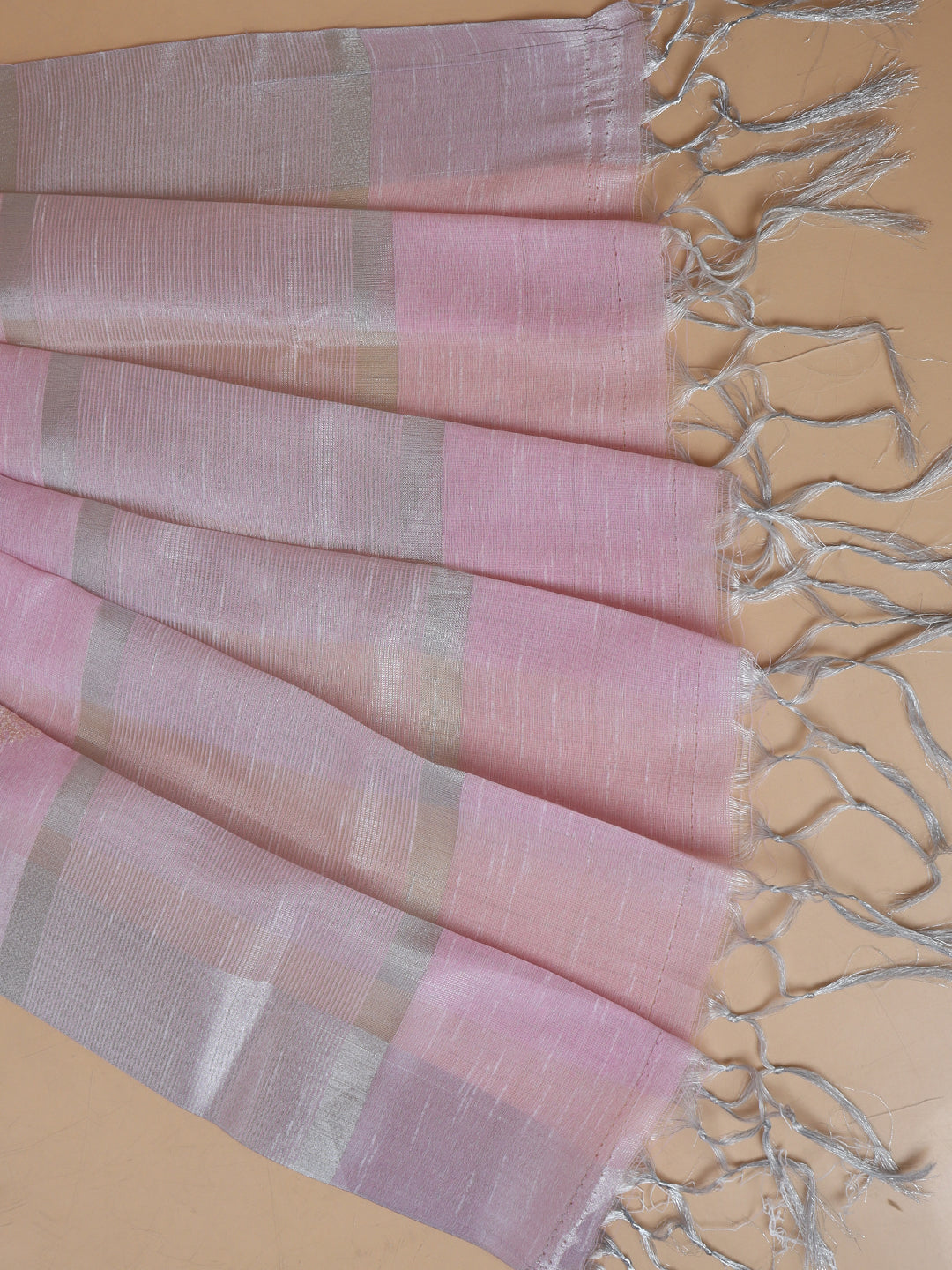 Women Semi Linen Saree Light Pink SL212