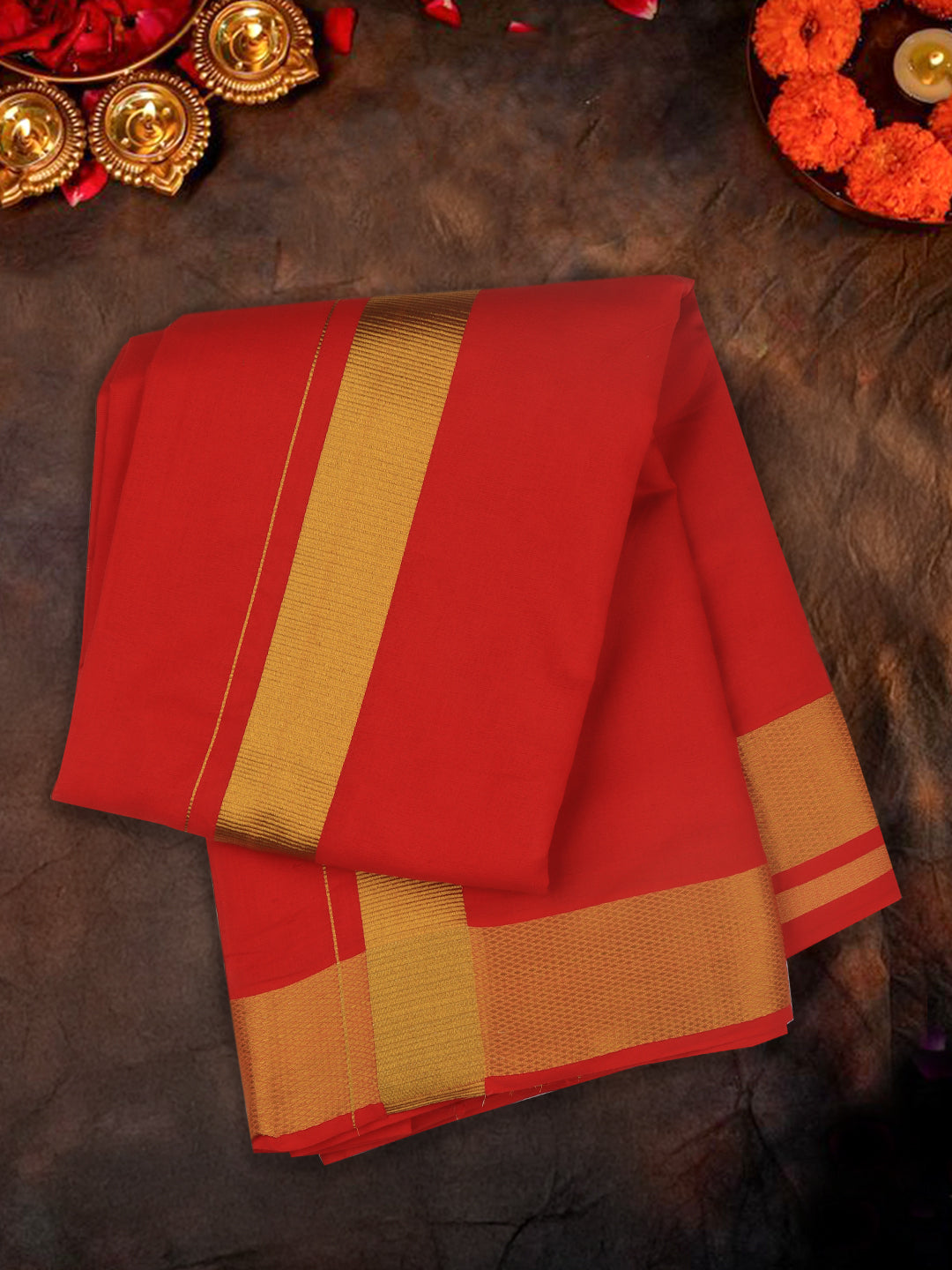 Men Panchakacham with Angavasthram Dheeksha Red (9+5)