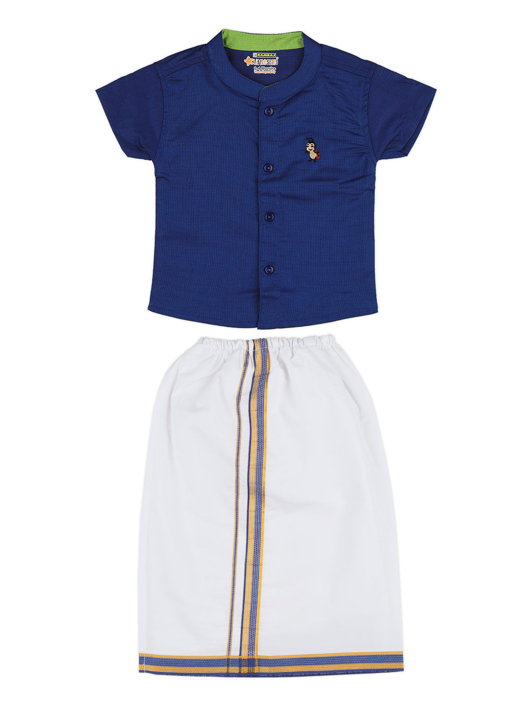 Born Baby Shirt & Dhoti Set Blue GL5