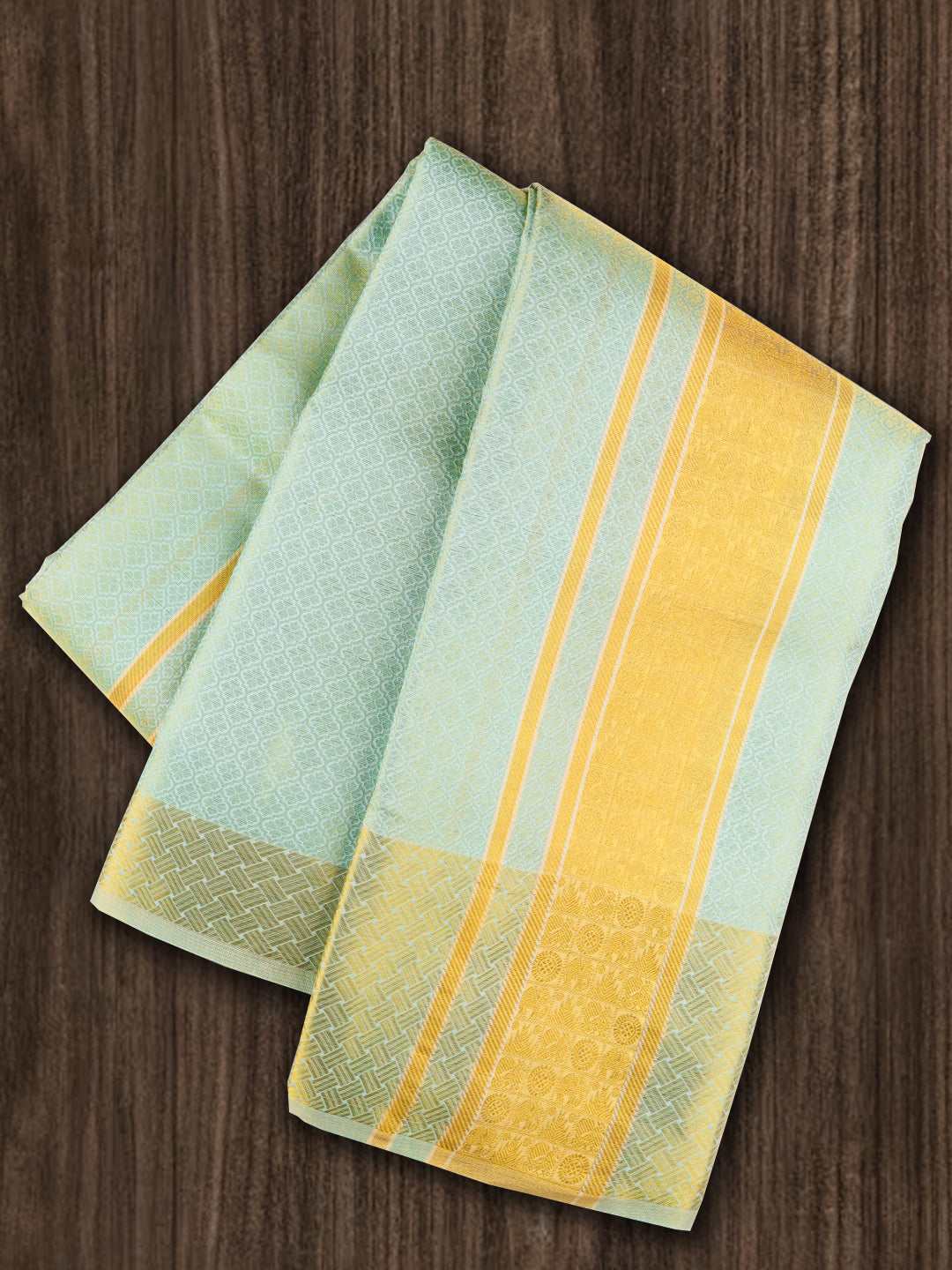 Men Pure Silk Double Dhoti Blue_Upasana