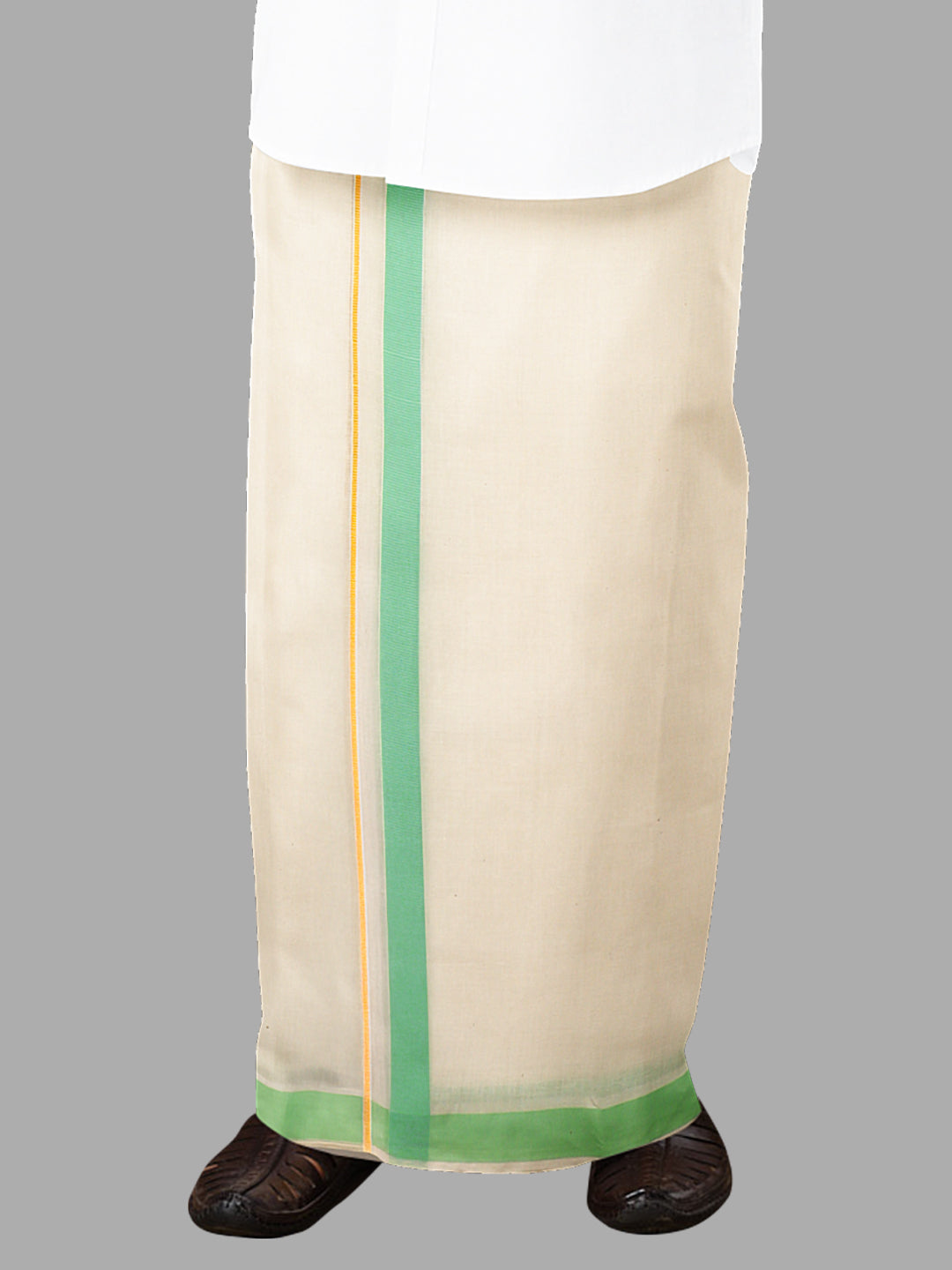 Men Green Fancy Jari Border Double Layer Dhoti Lark SPL LS07