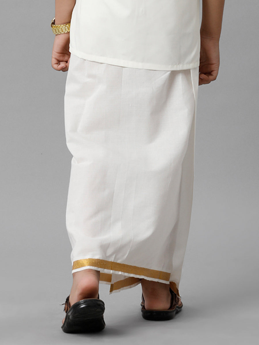 Boys Double Layer Dhoti - Cream -Back view