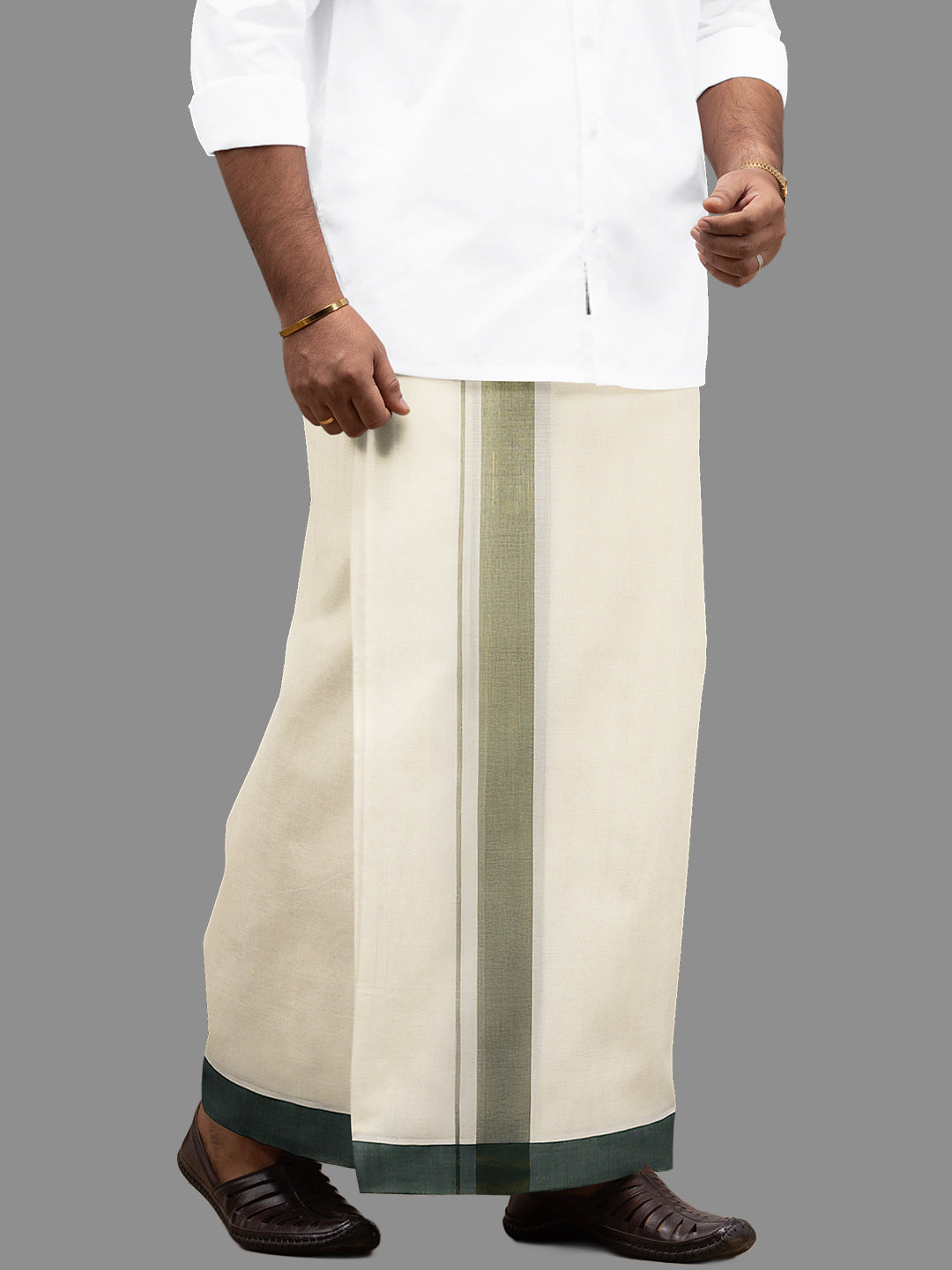 Mens Green Fancy Border Kora Dhoti EGJ11