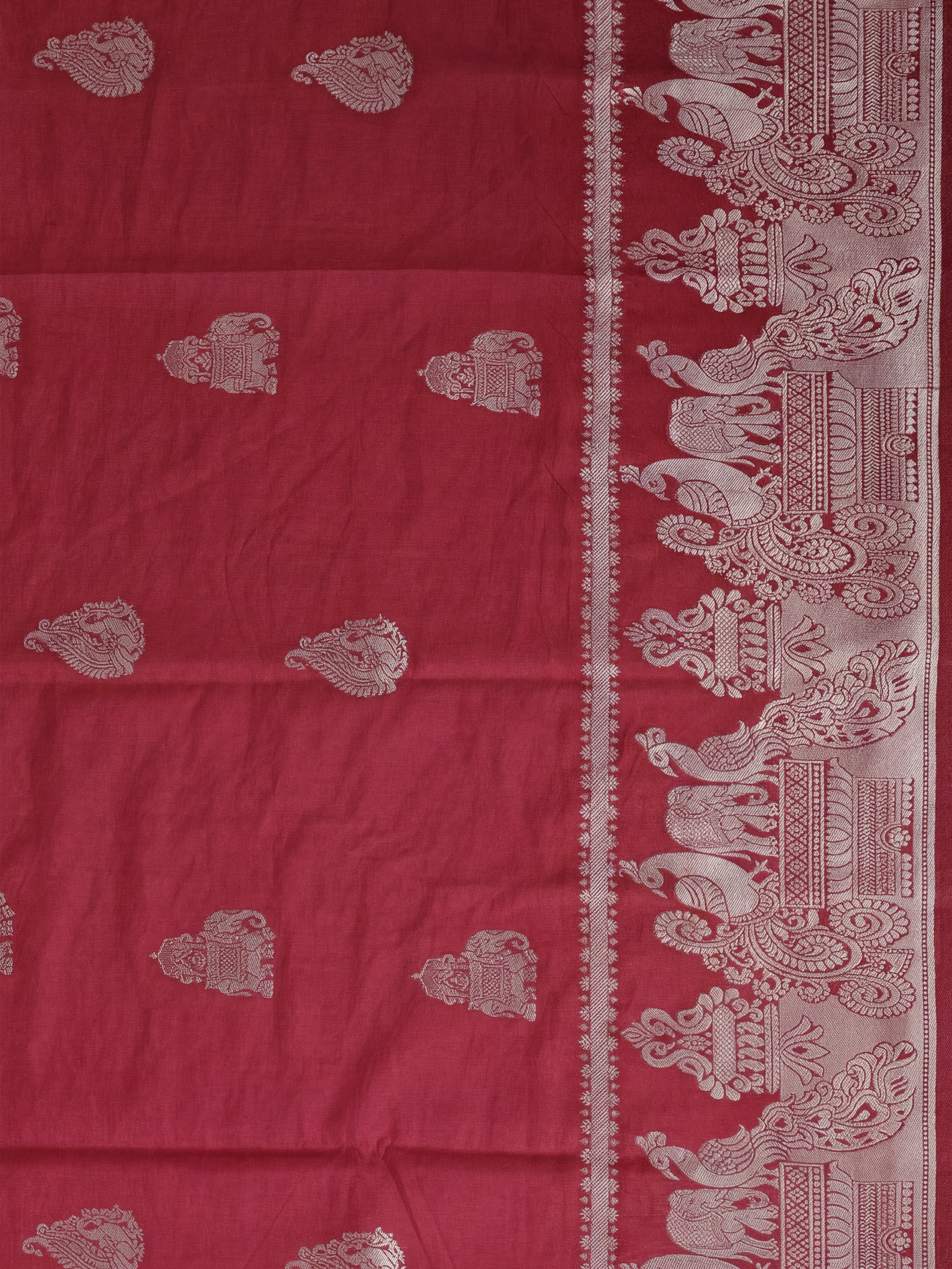 Women Semi Raw Silk Dark Pink Saree SRS117