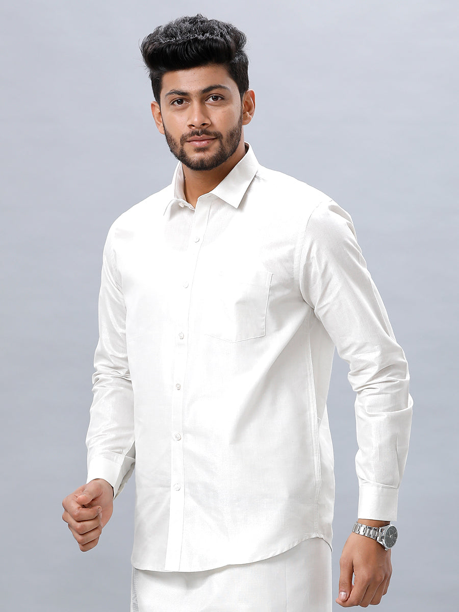 Men Silver Tissue Shirt Sankalpam