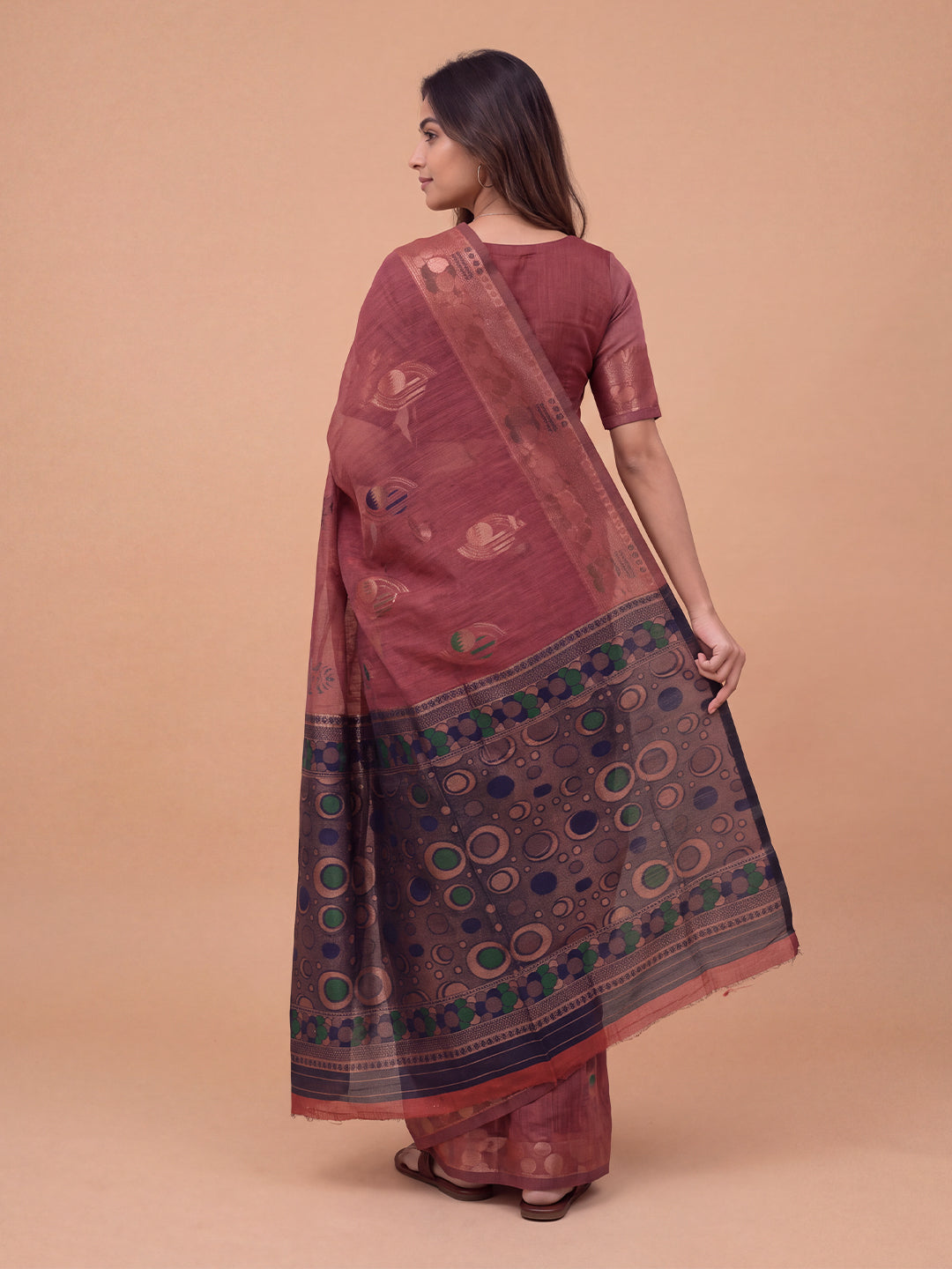 Women Spun Poly Red Printed Saree SP18