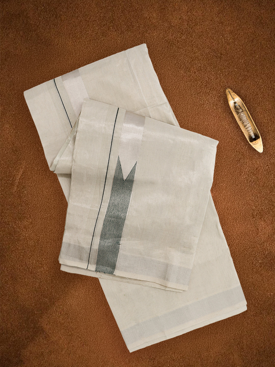 Men Premium Handloom Tissue Dhoti with Fancy Jari Border HLM104