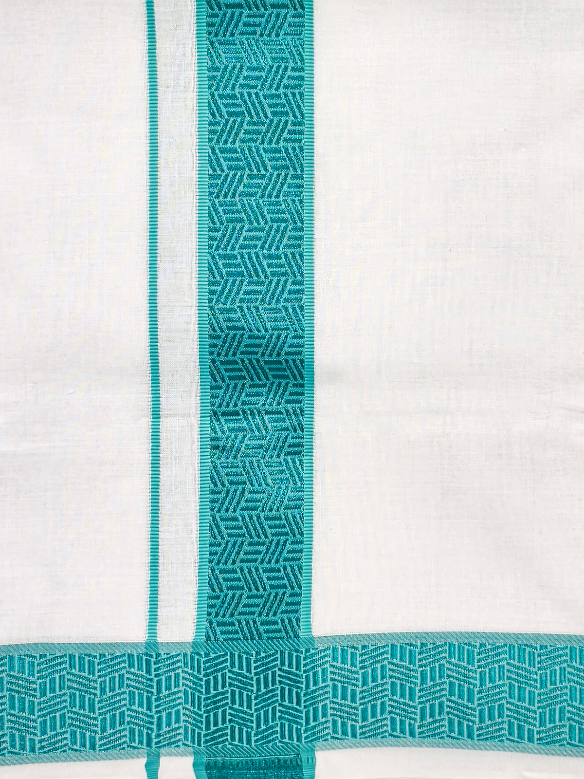 100% Cotton Sky Blue Shirt and Colour Jari Border Dhoti Set BT5