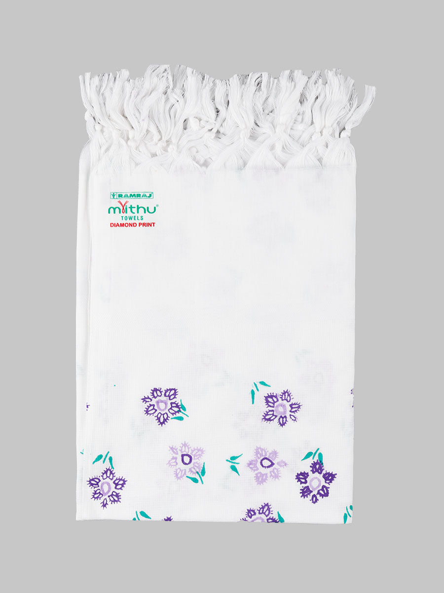 Cotton white Diamont Print Bath Towel-Design two