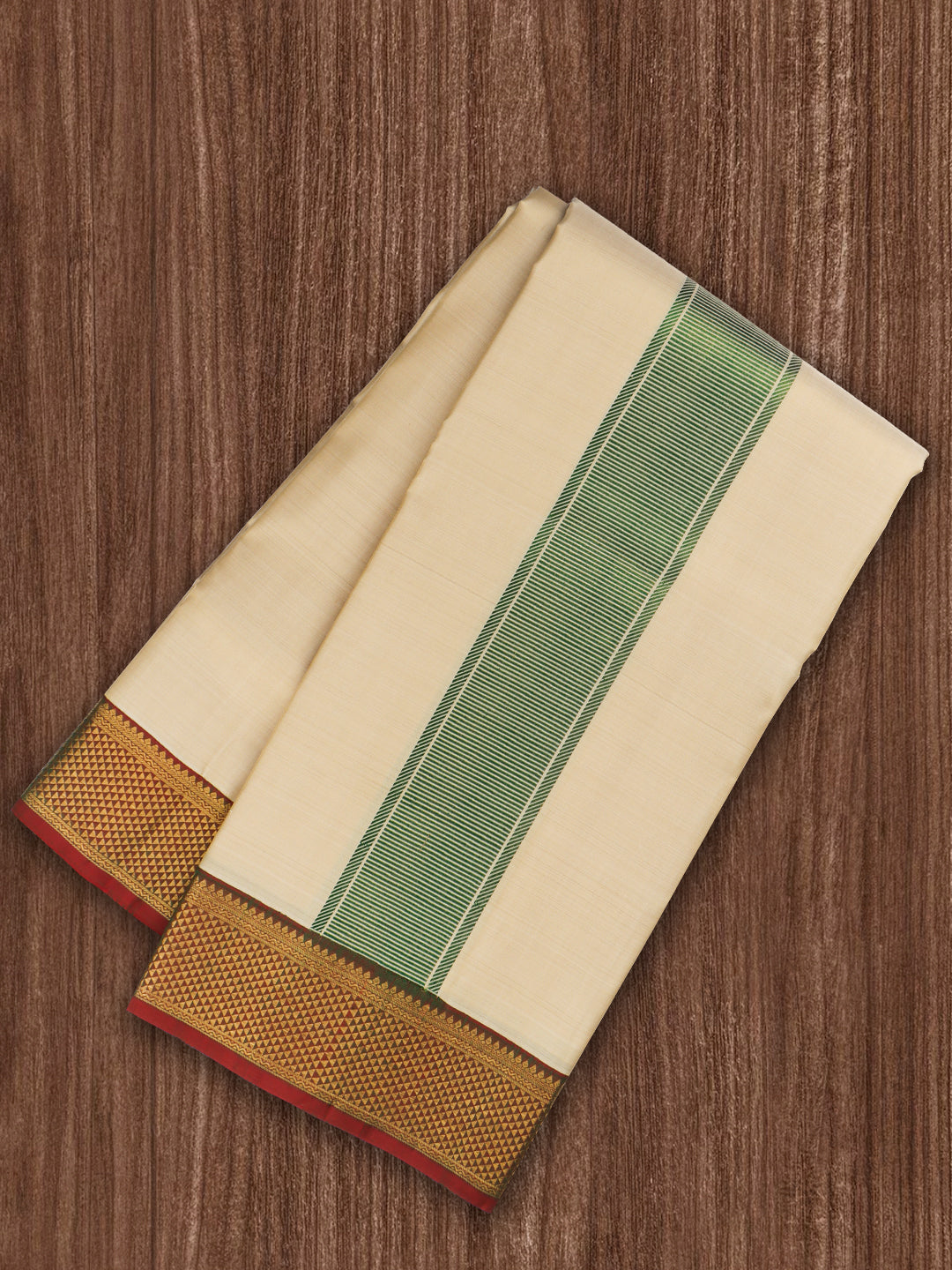 Men Pure Silk 3" Jari Gold Border Amirtham