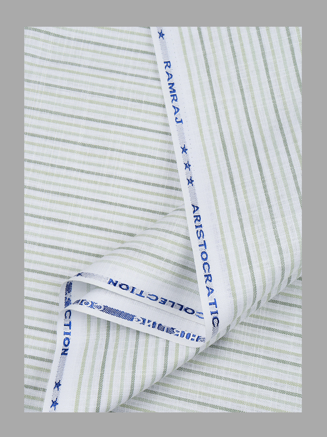 Men Cotton Rich Striped Shirt Fabric Light Green Infinity