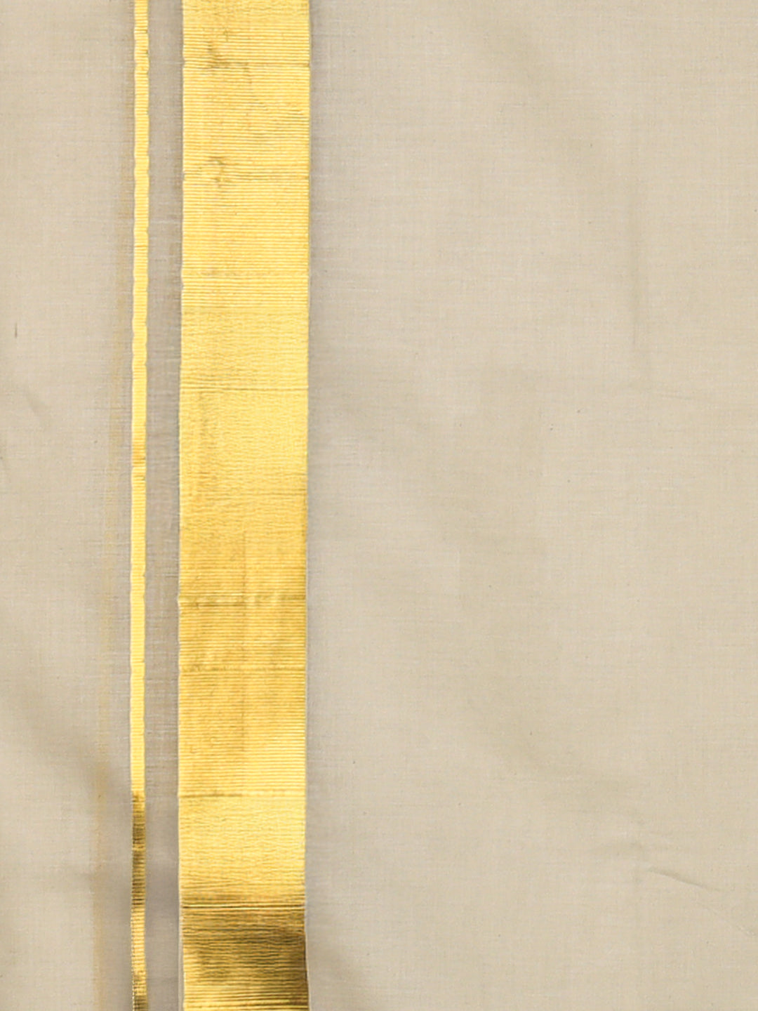 Men Cream with 2" Gold Jari Border Double Layer Kora Dhoti Woven Gold