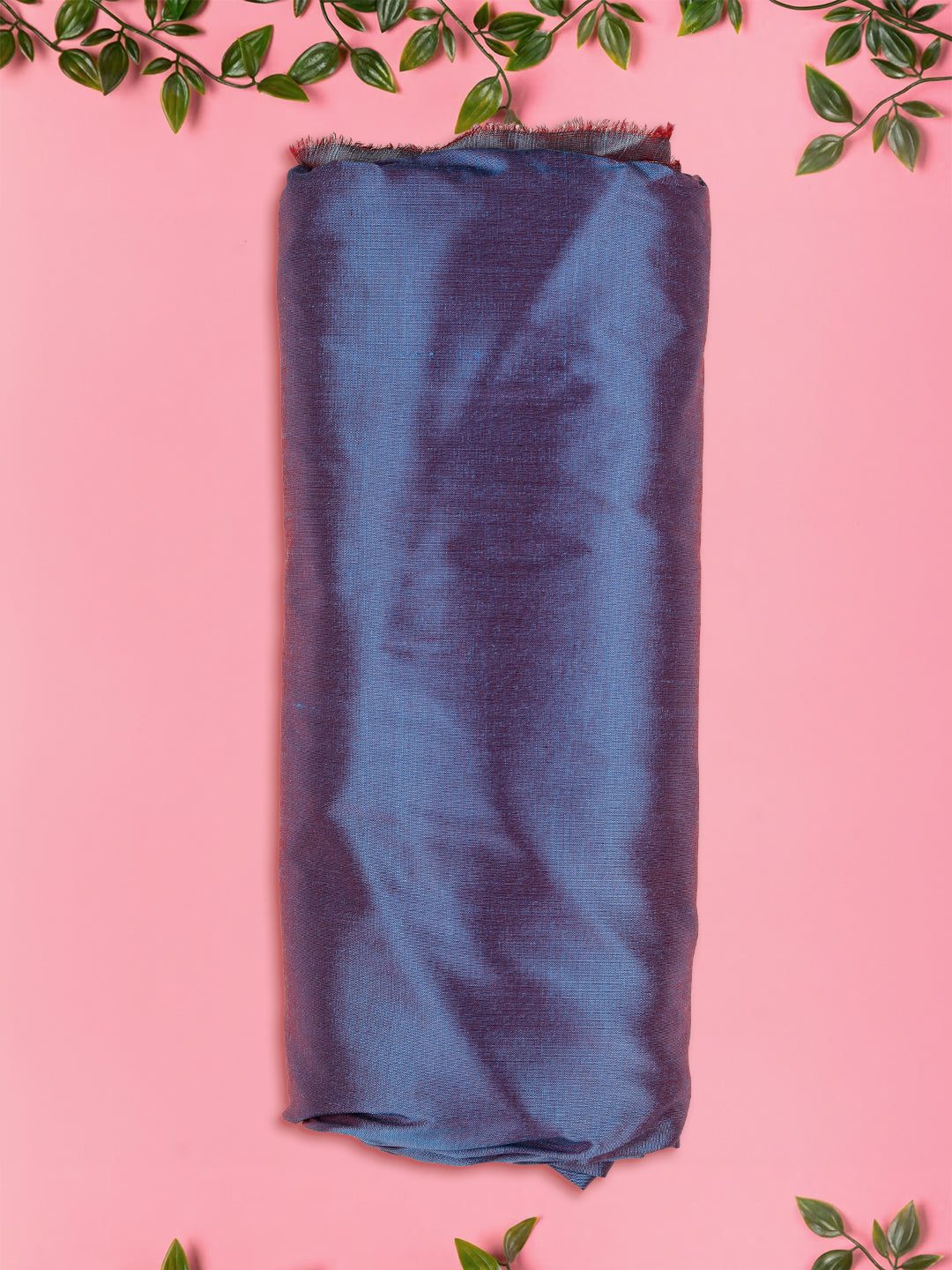Mens Plain Double Shade Blue Pure Silk 10 Meter Shirt Fabric-View three