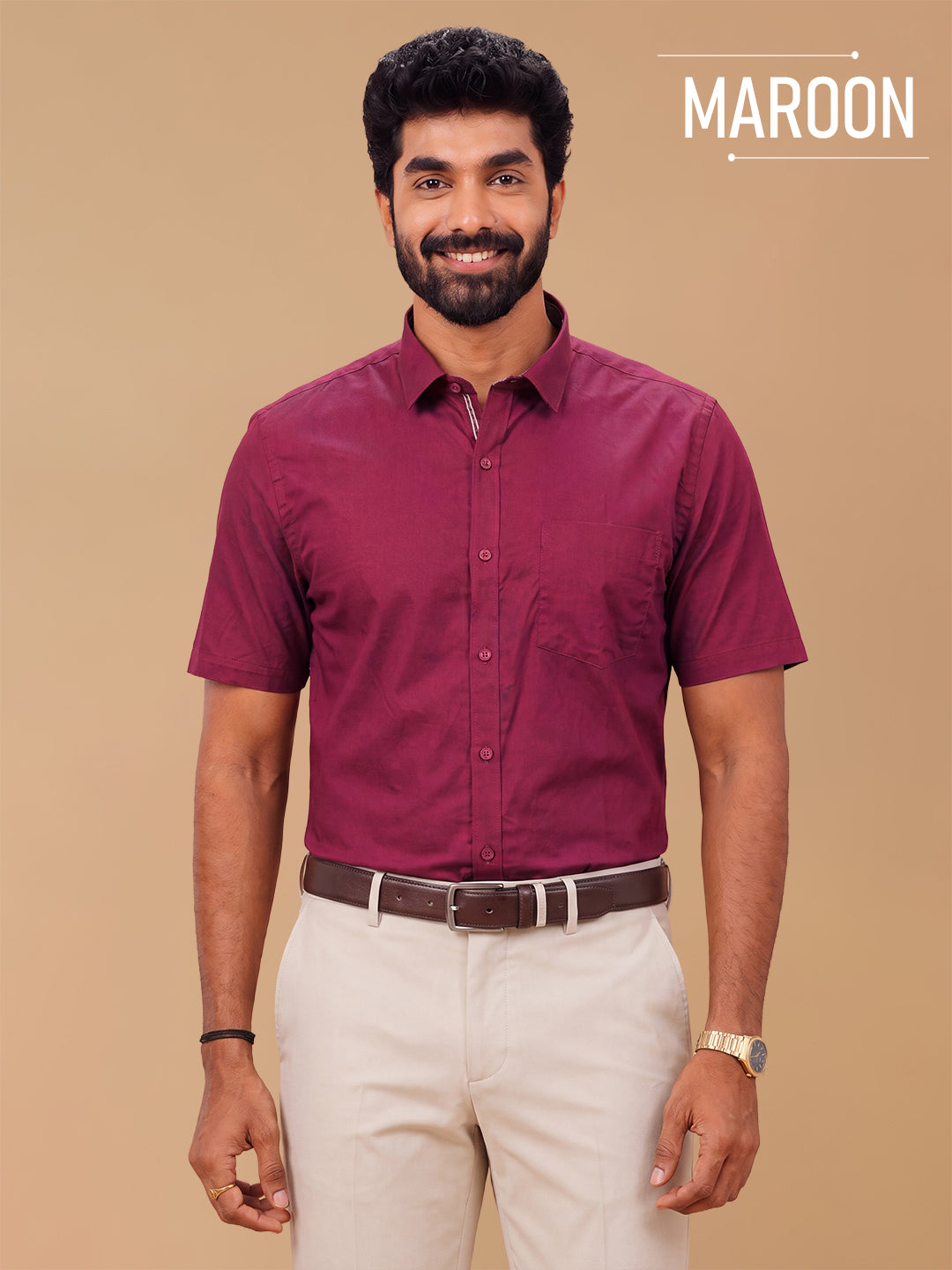 Giza Cotton Regular Fit Shirts Maroon - GL6