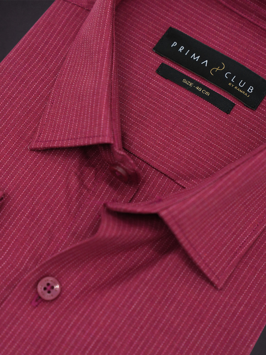 Prima Club Premium Cotton Dobby Pink Red Stripes Regular Fit Shirt SRAX3