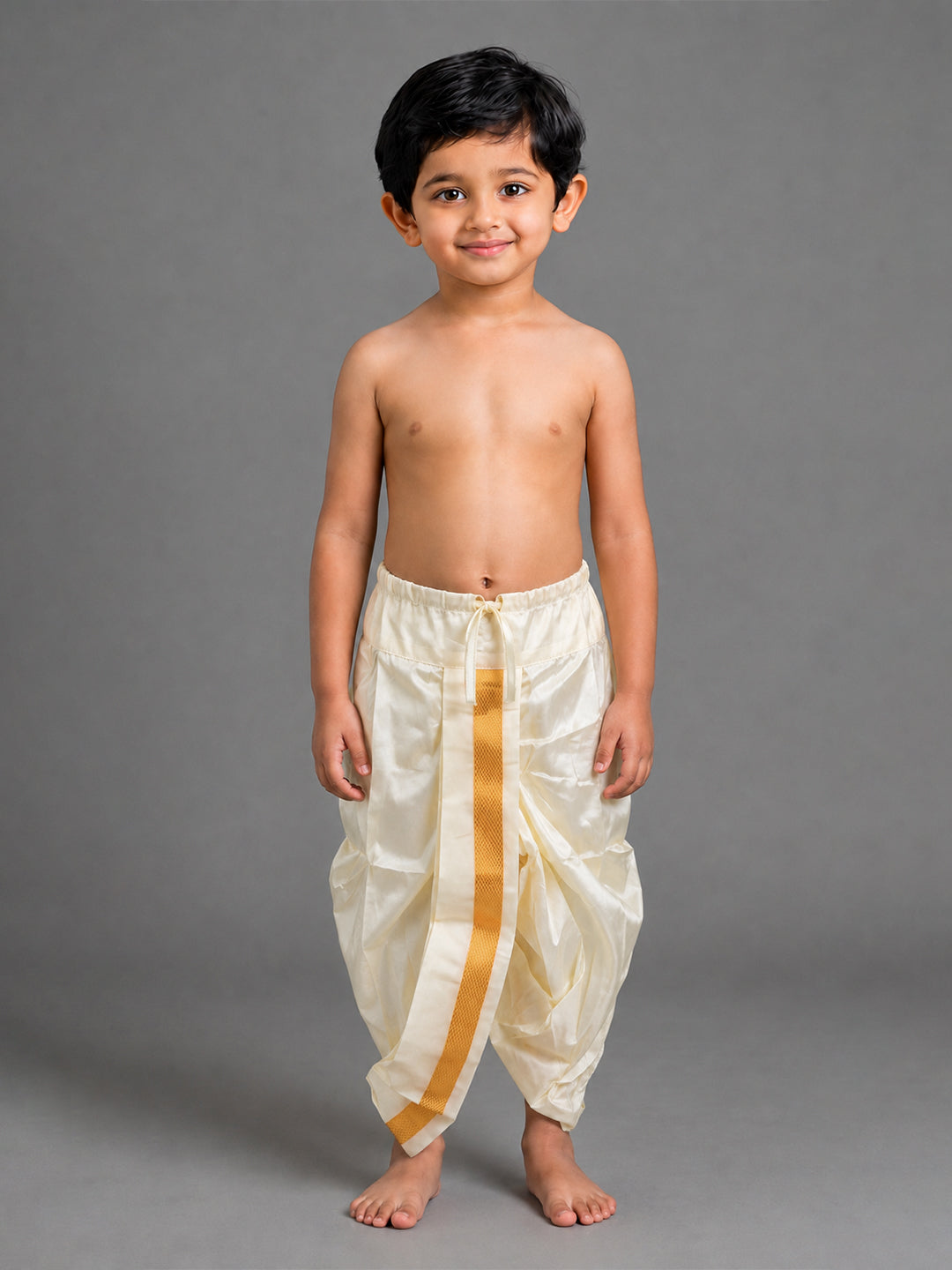 Boys Art Silk Cream Panchakacham
