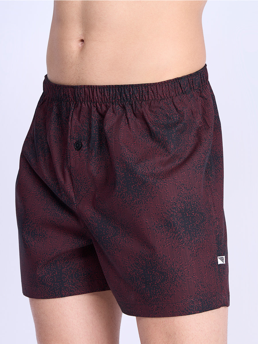 Mens Woven Inner Boxer Maroon with Black Colour Shorts