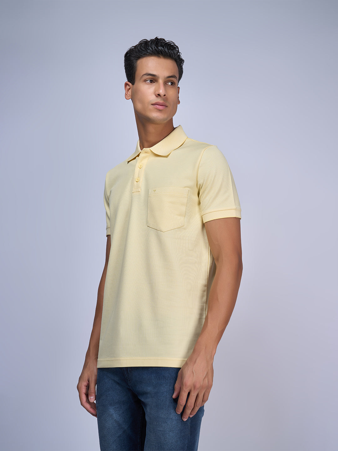 Mens Smart Fit Expert Polo Light Beige color Chest Pocket T shirt-EP19