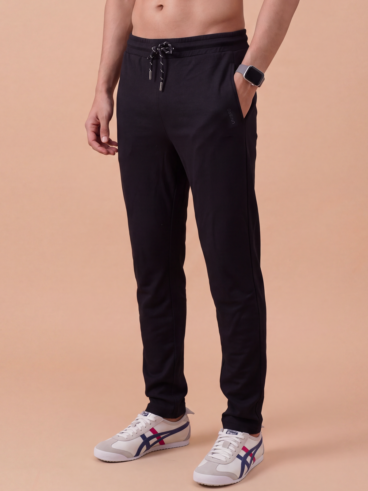 Cotton Rich Aeroflex Structured Black Track Pants AFT1