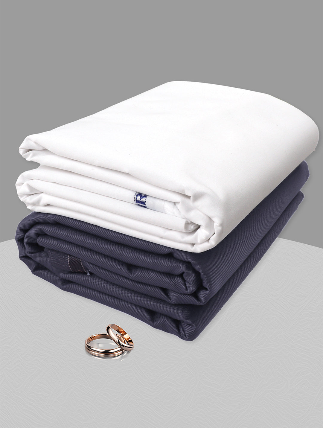 Men Cotton White Shirting & Purple Suiting Fabric Gift Box KK144