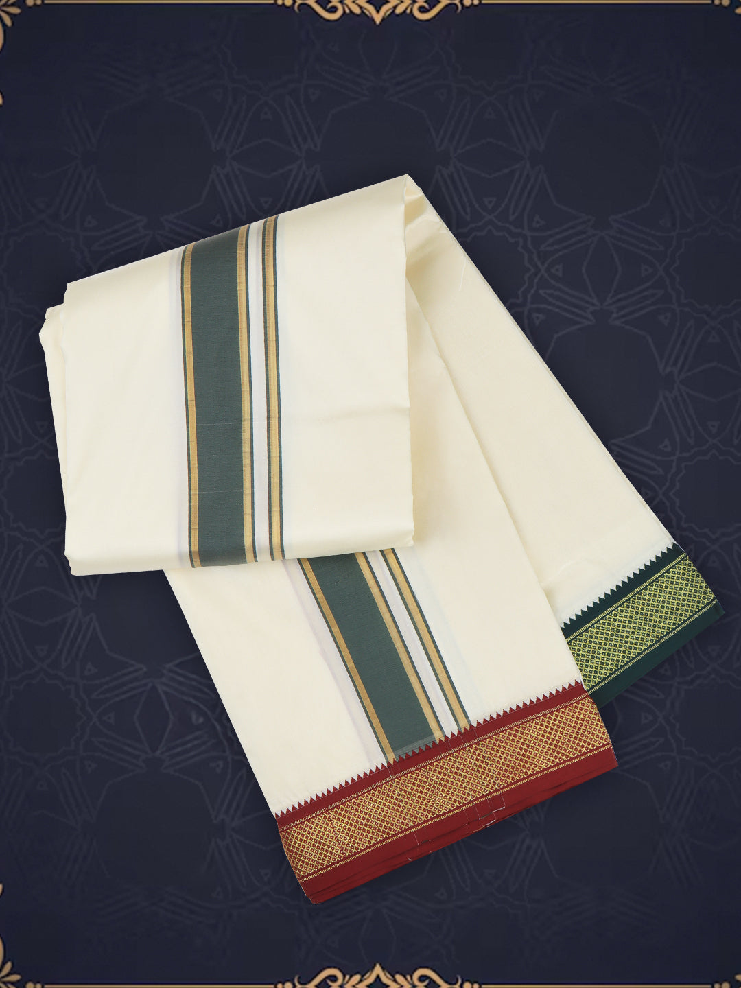 Men Art Silk Cream Panchakacham 7K (8*4)