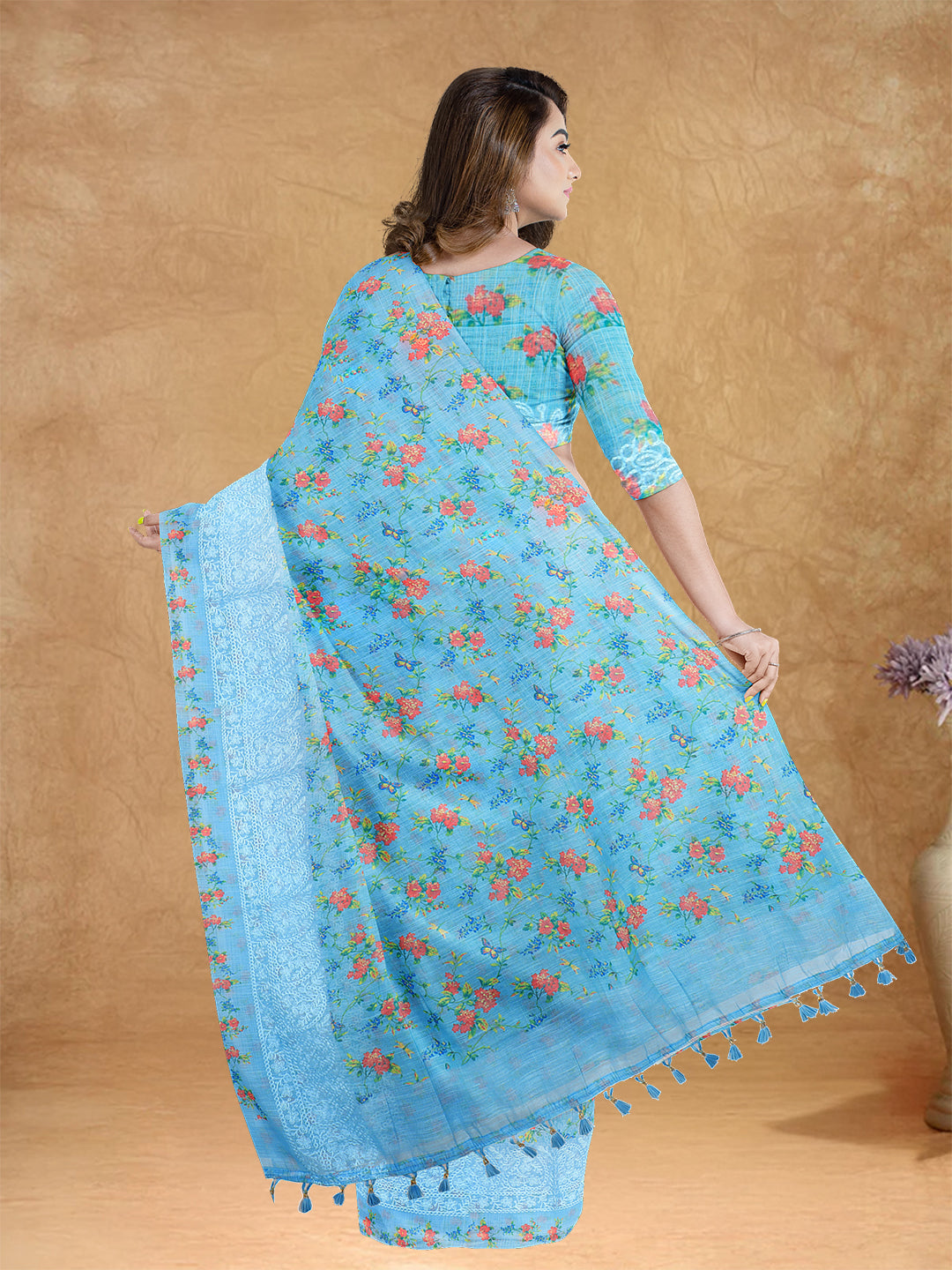Couple Combo Shirt & Dhoti Set with Saree Blue SL209