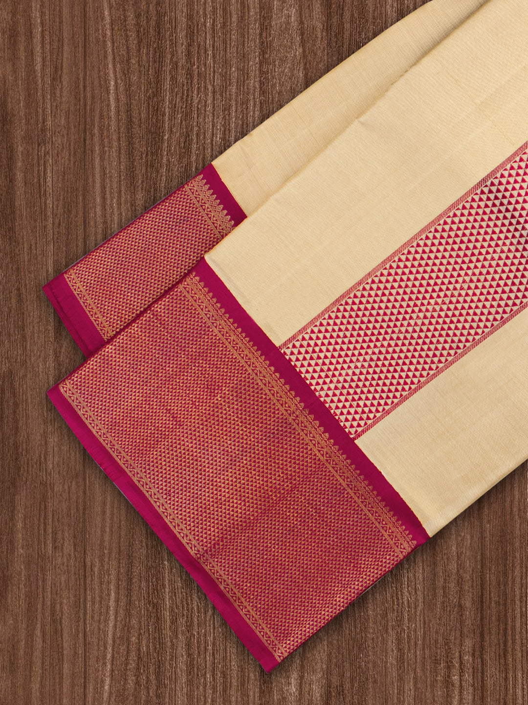 Men 100% Pure Silk 4 1/2" Jari Gold Border Amirtham