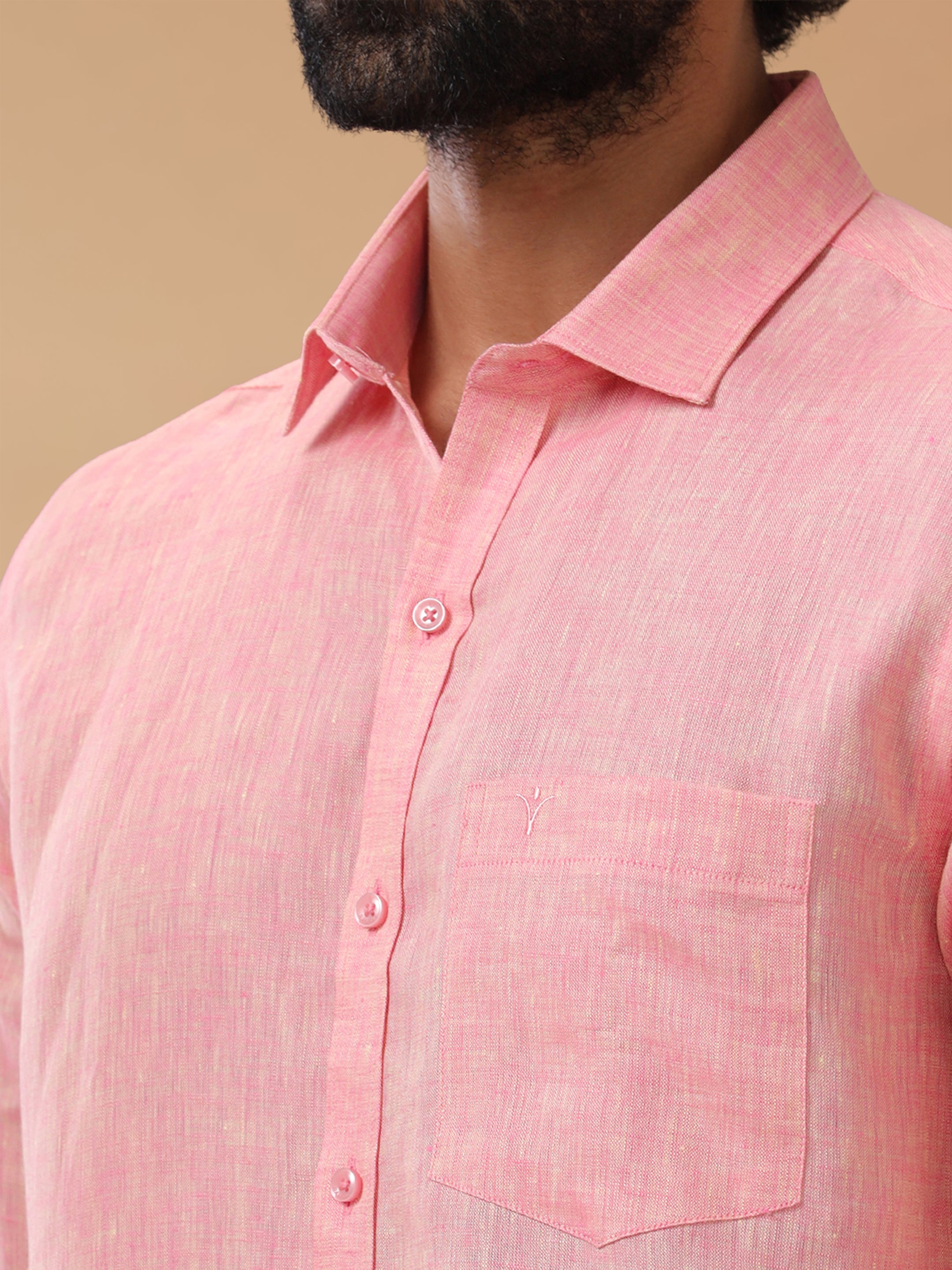 Pure Linen Light Red Smart Fit Shirt L73