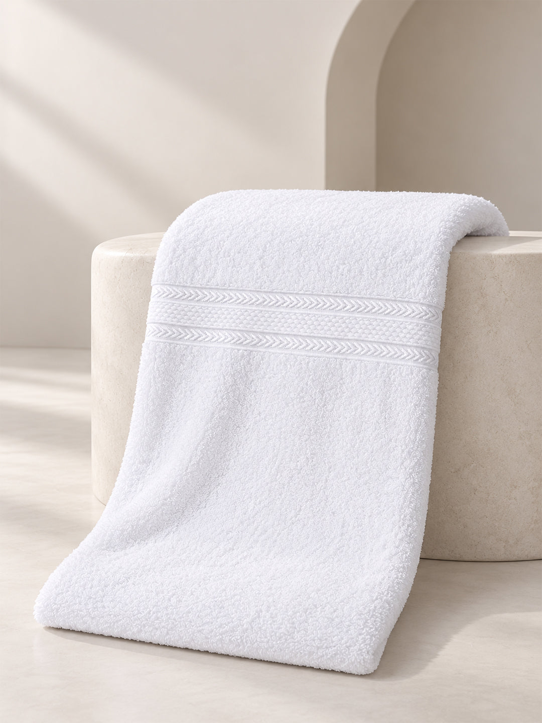 100% Cotton White Terry Bath Towel - 380 GSM | 75 x 150 cm