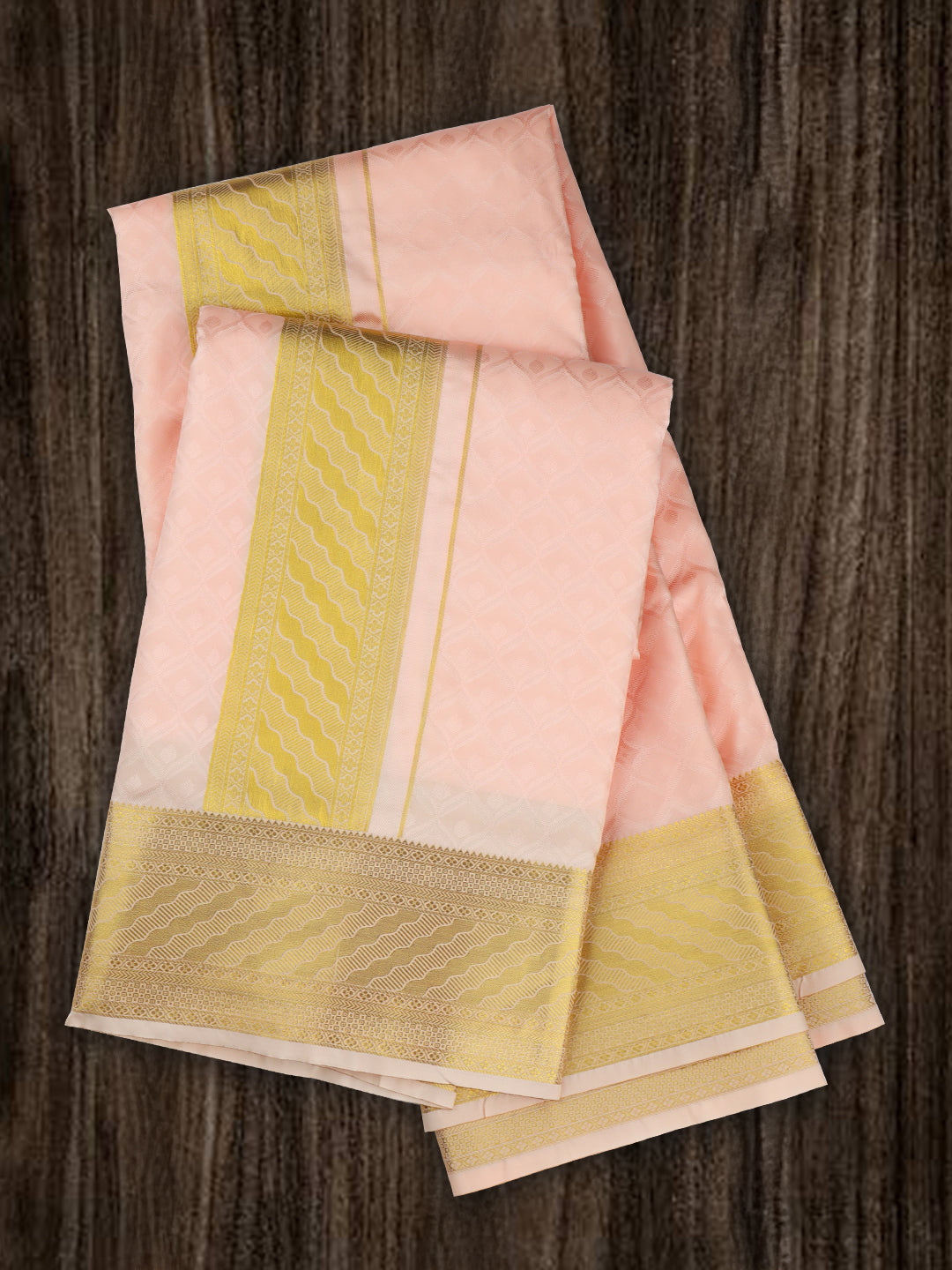 Men 3 in1 Art Silk Pink Dhoti & Shirting Set Mangalakara MMC02