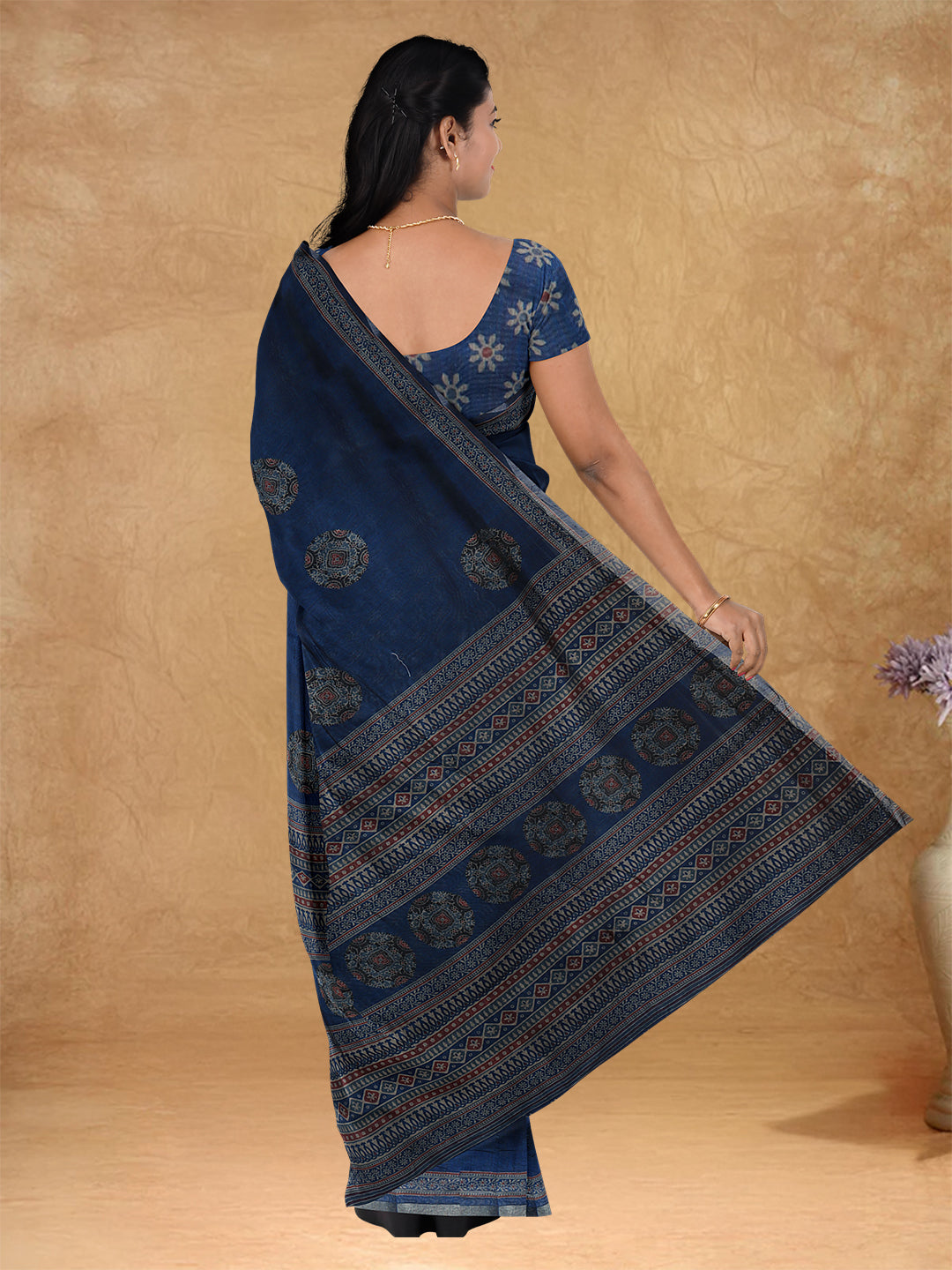 Couple Combo Shirt & Dhoti Set with Saree Dark Blue SC56