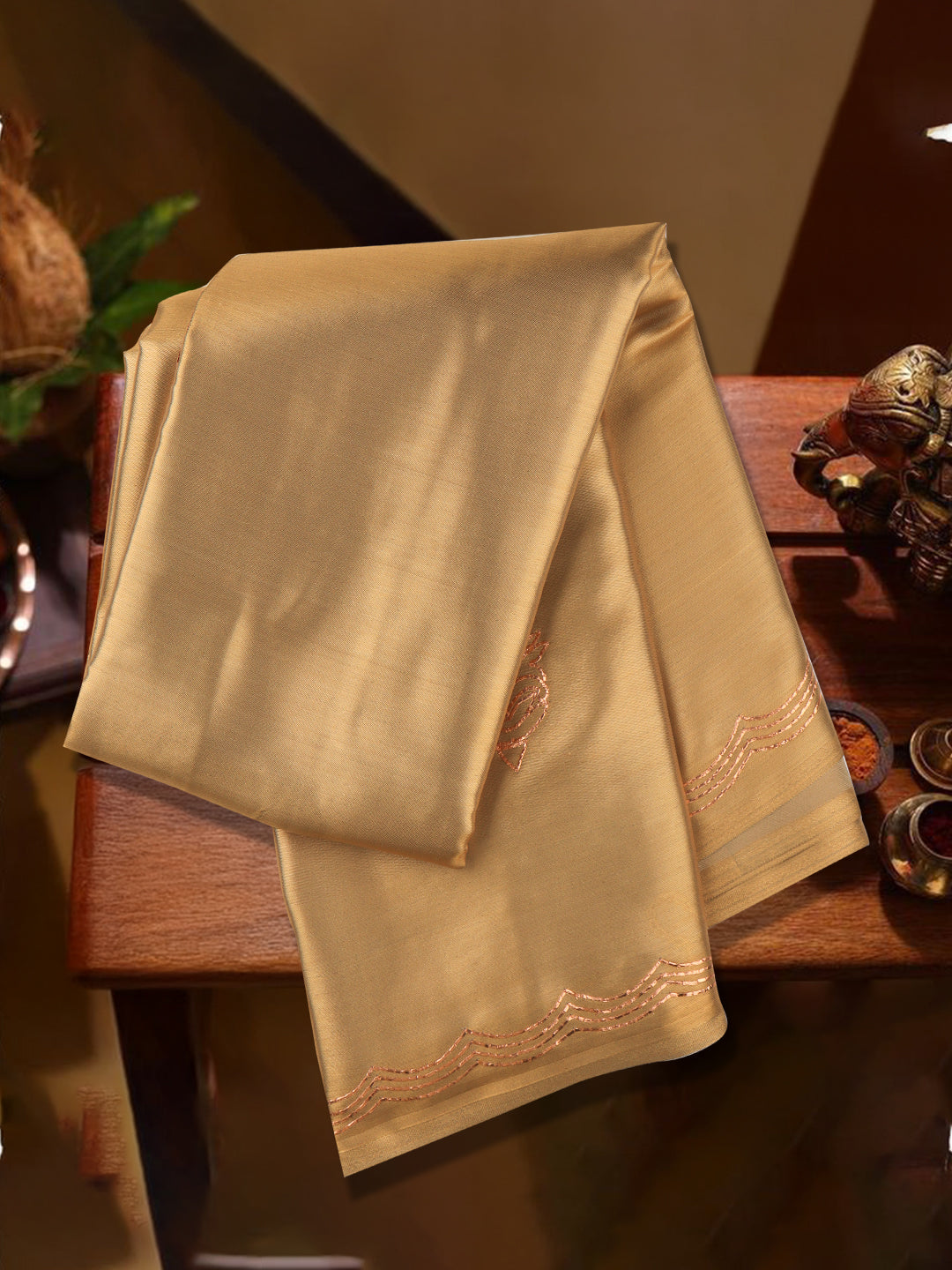 Women Brown Semi Silk Saree SS329