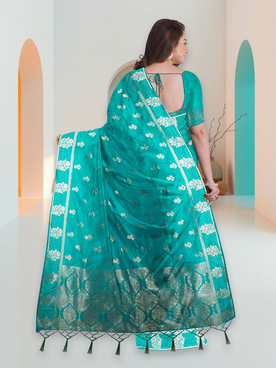 Women Ramar Green Art Silk Printed Saree ASS88
