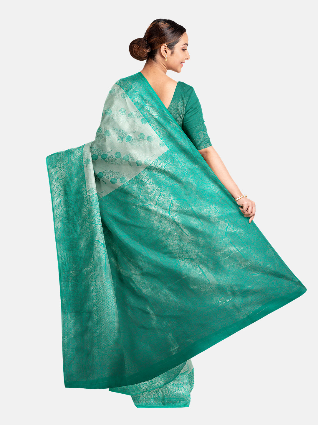 Womens Semi Silk Saree Green SS274