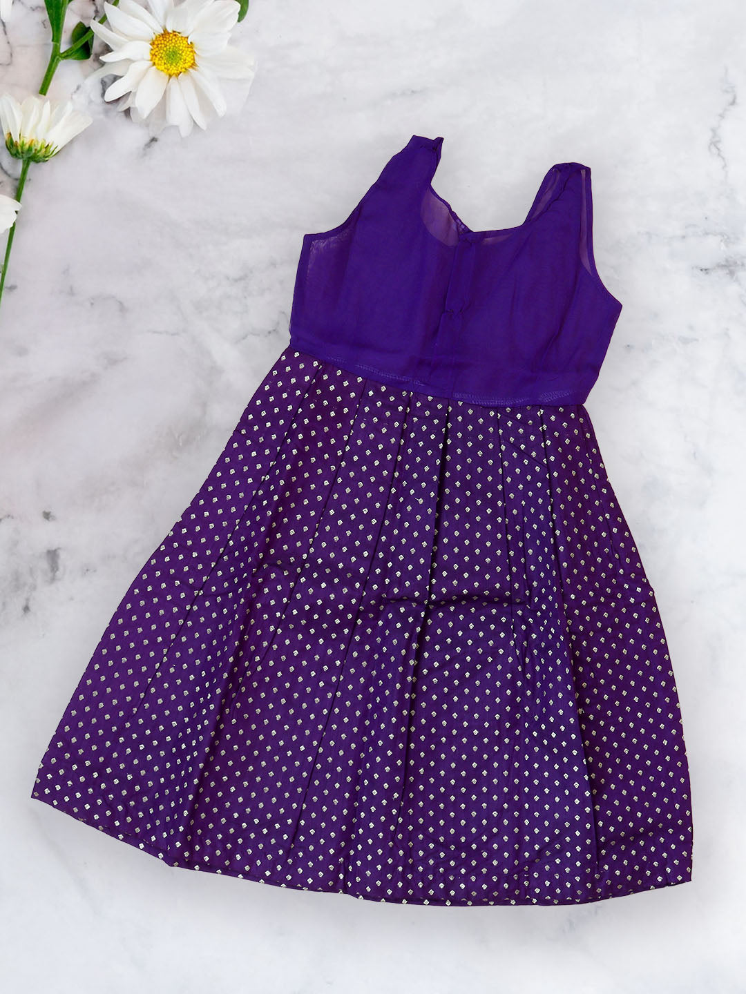 Girls Traditional Silk Cotton Skirt Set Lemongreen with Violet GPS16